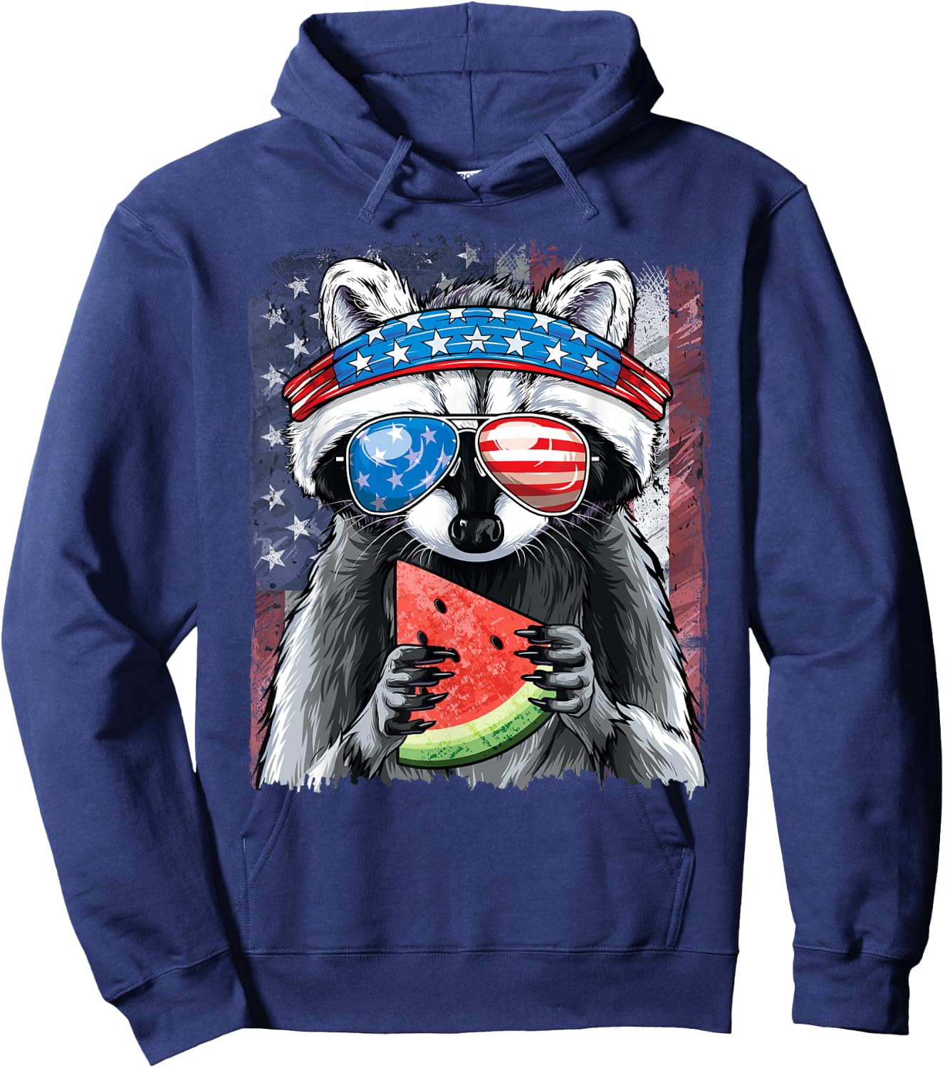 Trash Panda American Flag Boys Raccoon 4th of July Hoodie - Hoodie | Navy