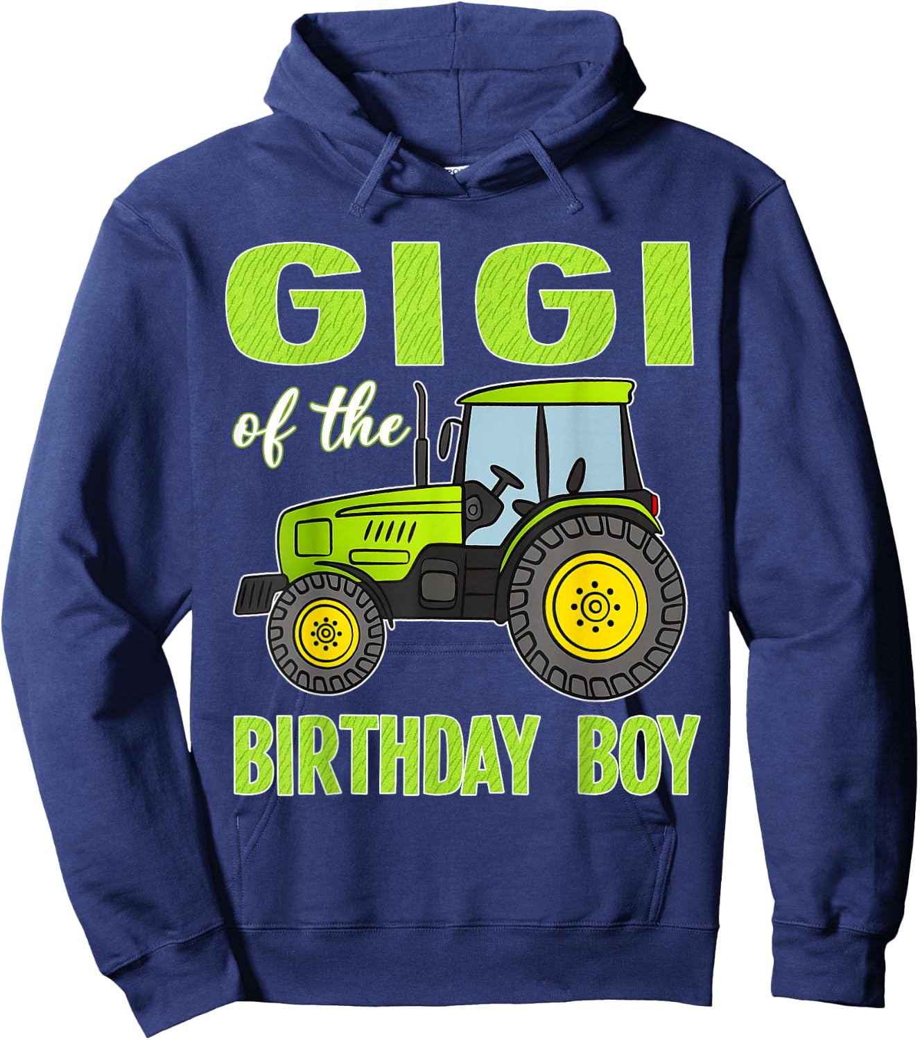 Gigi of The Birthday Boy Tractors Farm Trucks Family Hoodie - Hoodie | Navy