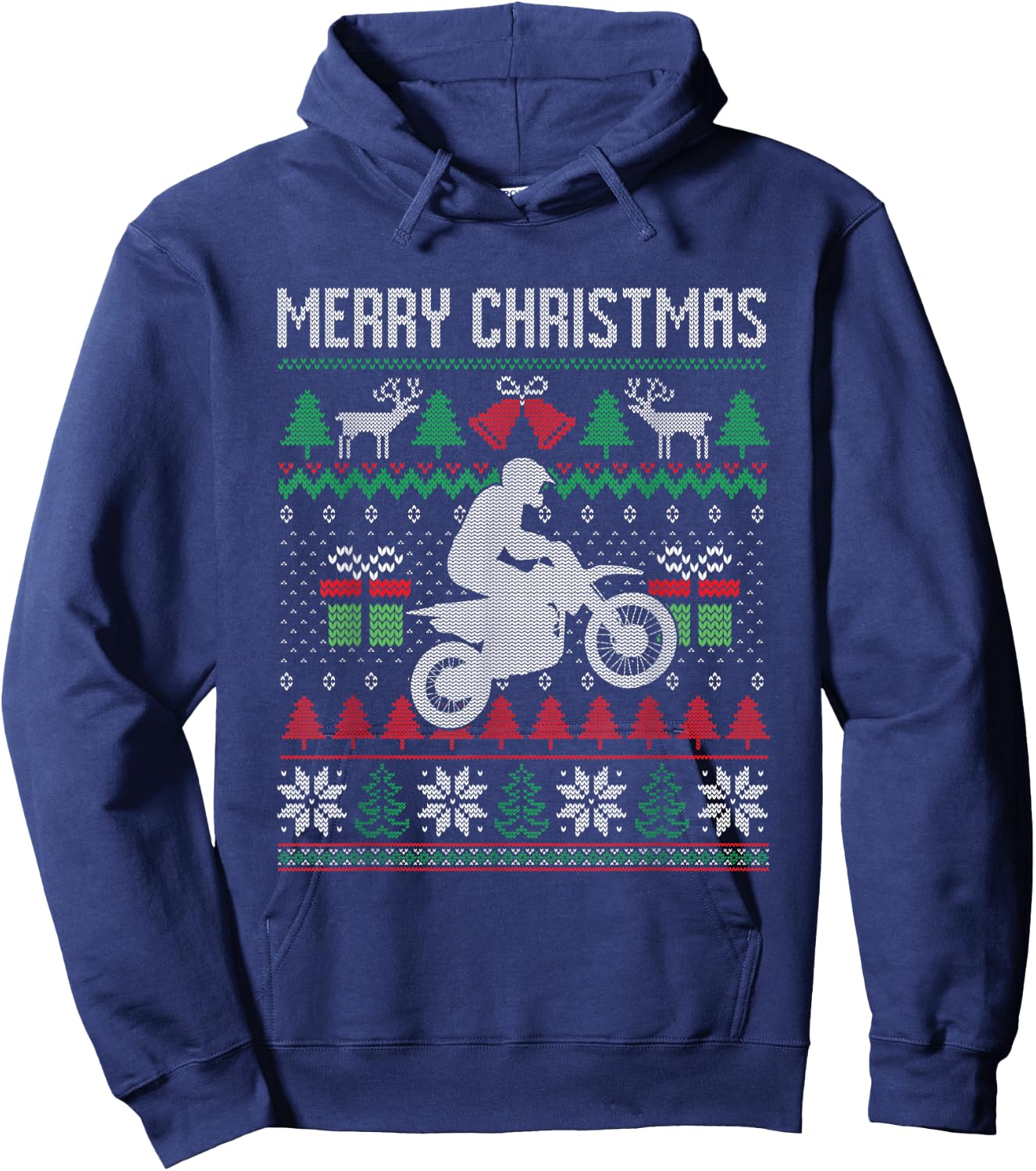 Merry Christmas Dirt Bike Santa Funny Family Matching Xmas Hoodie - Hoodie | Navy