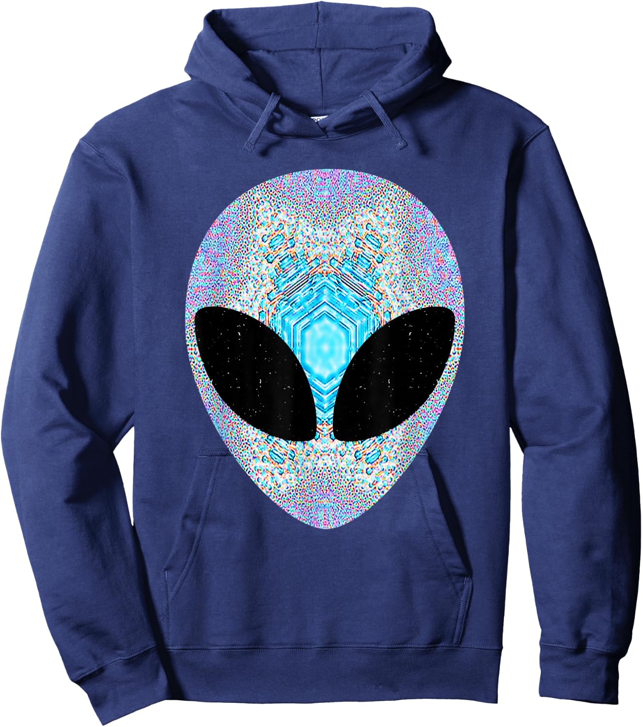 Alien Head Design Colorful Alien Rave Believe UFO Hoodie - Hoodie | Navy