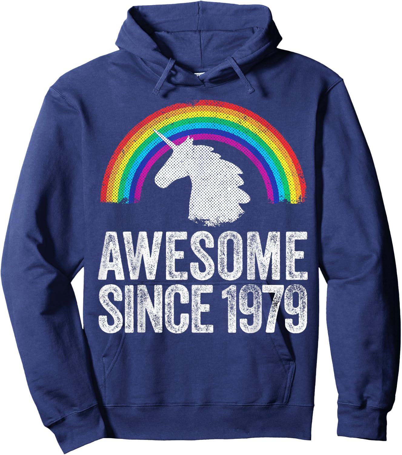 1979 45th Birthday Gift Unicorn Rainbow 45 Years Old Women Hoodie - Hoodie | Navy