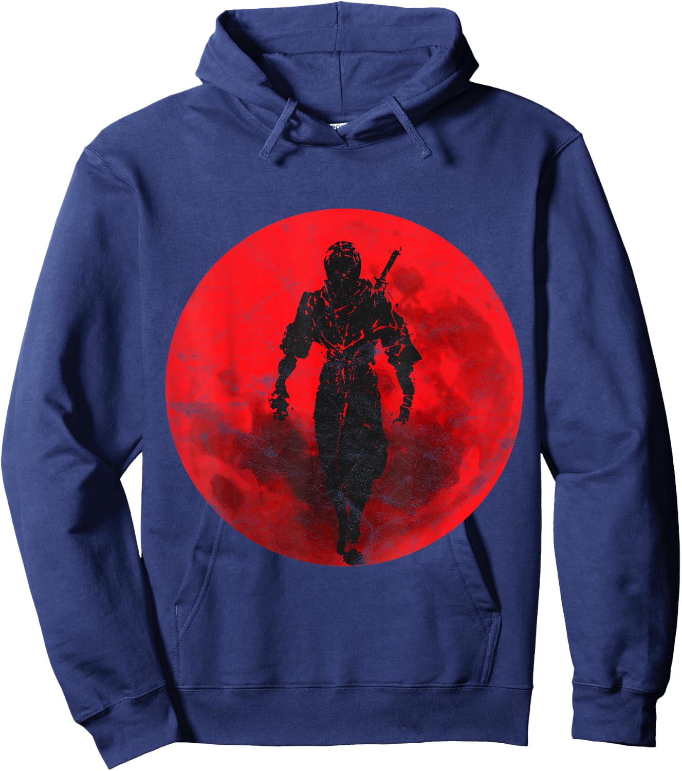Ninja Figher Red Moon Japan Sword Samurai Warrior Hoodie - Hoodie | Navy