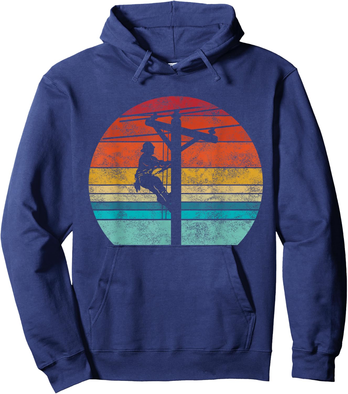 Retro style Lineman Cell Tower Line Worker Hoodie - Hoodie | Navy