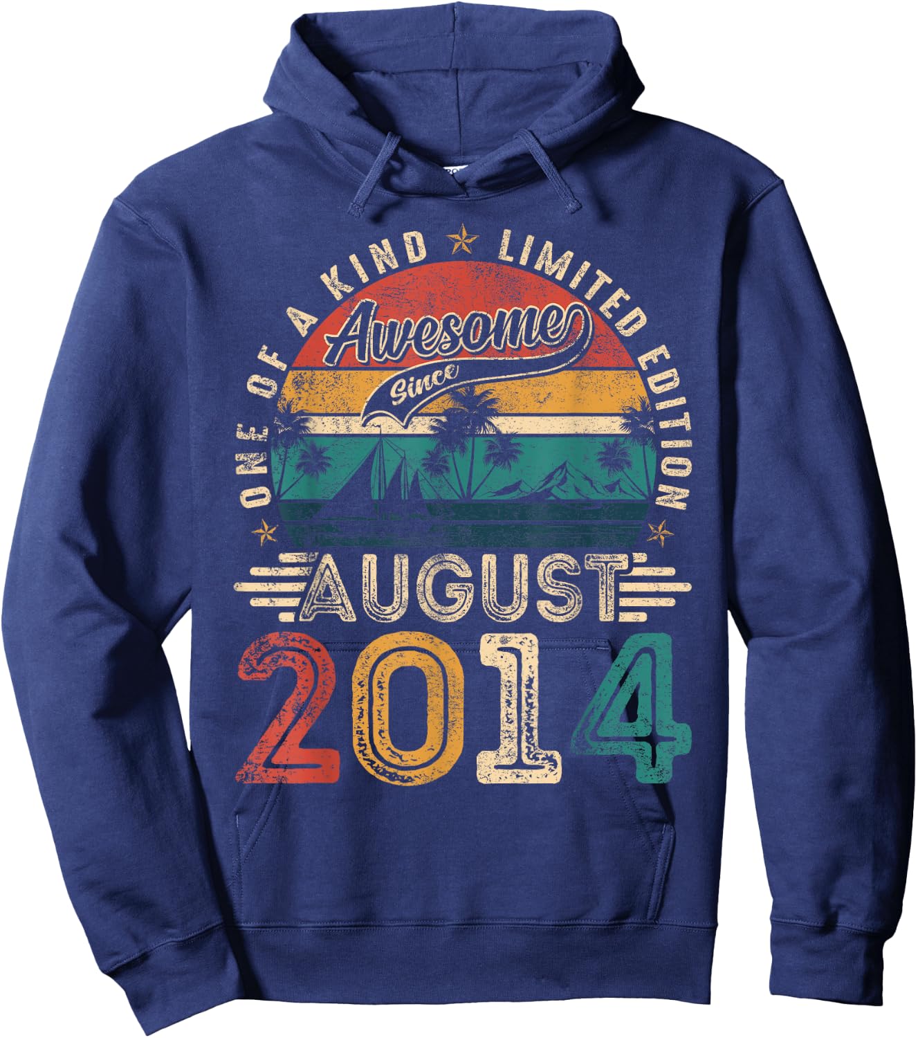 Awesome Since August 2014 Vintage Retro 11th Birthday Boys Hoodie - Hoodie | Navy