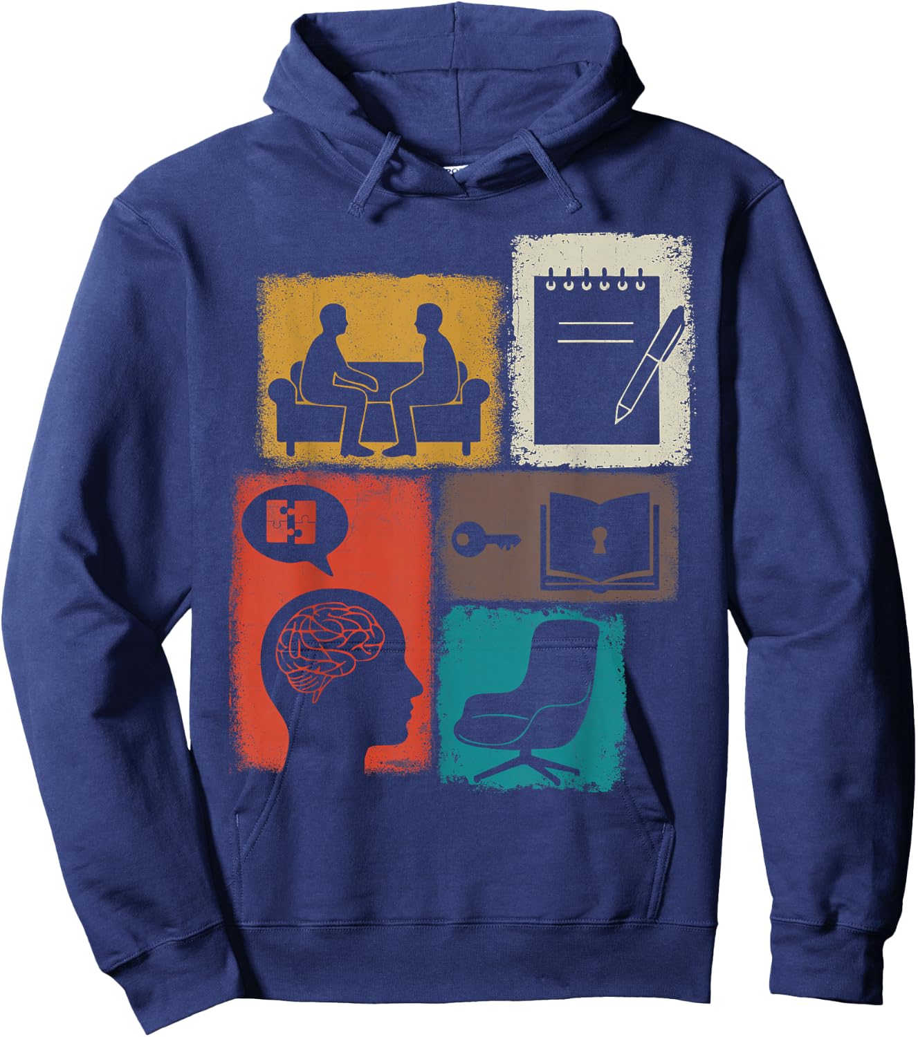 Therapist Vintage Collage Psychologist Hoodie - Hoodie | Navy