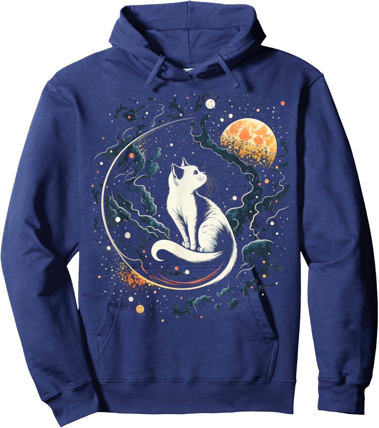 Astronaut Cat or Funny Space Cat on Galaxy Cat Lover Hoodie - Hoodie | Navy