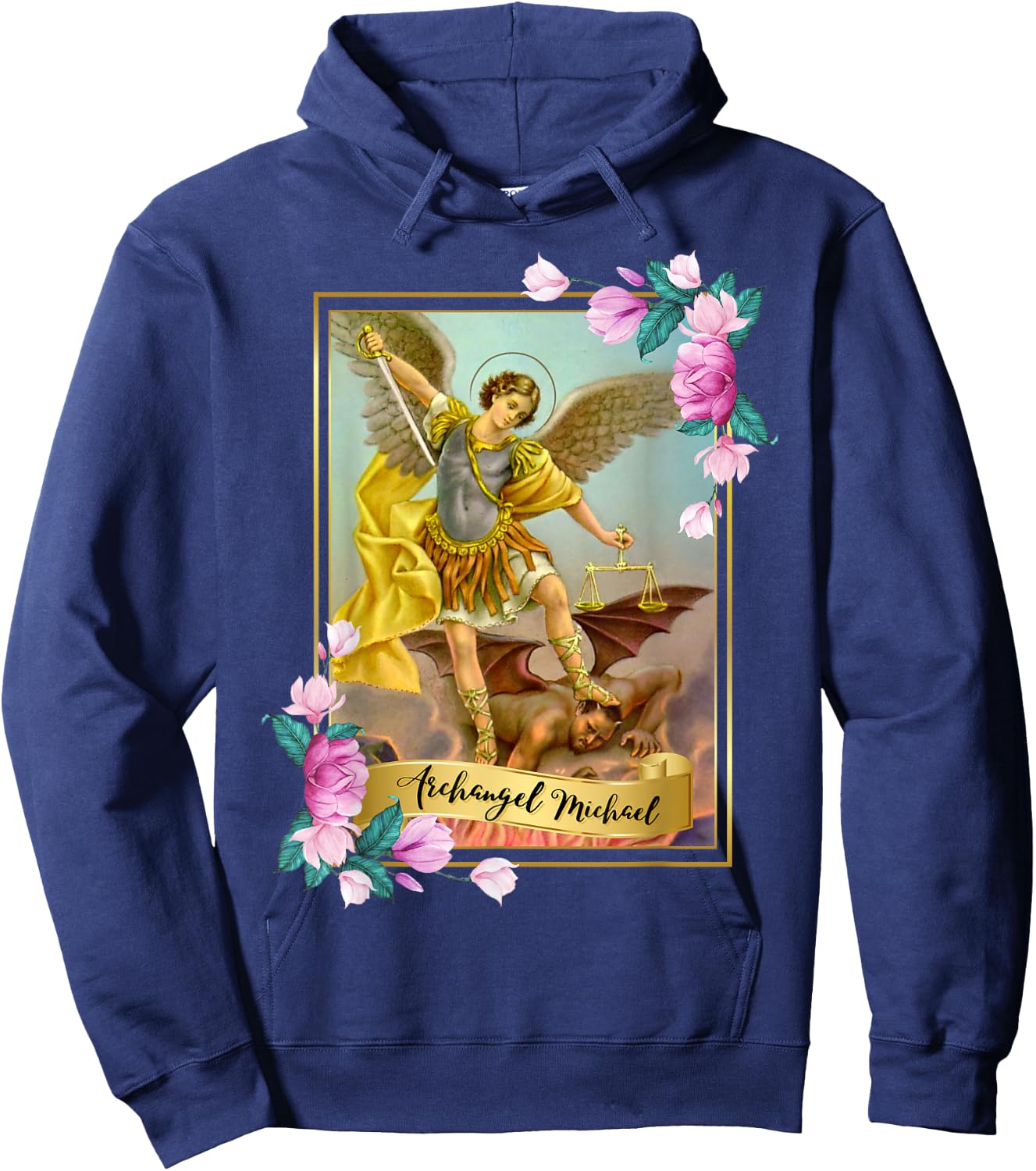 St Michael the Archangel - Protector Catholic Church Angel Hoodie - Hoodie | Navy