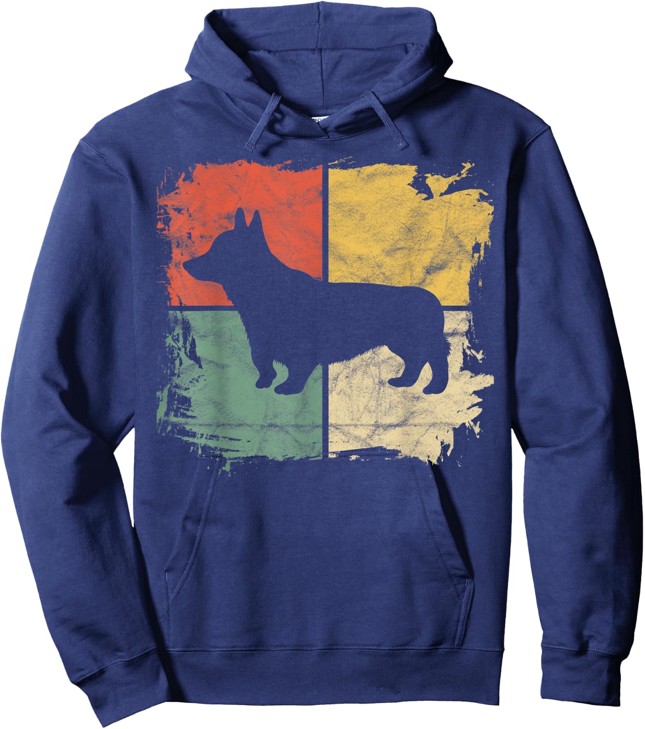 Square Retro Corgi Owner Gift Dog Welsh Corgi Dad Pet Mom Men Women Kids Hoodie - Hoodie | Navy