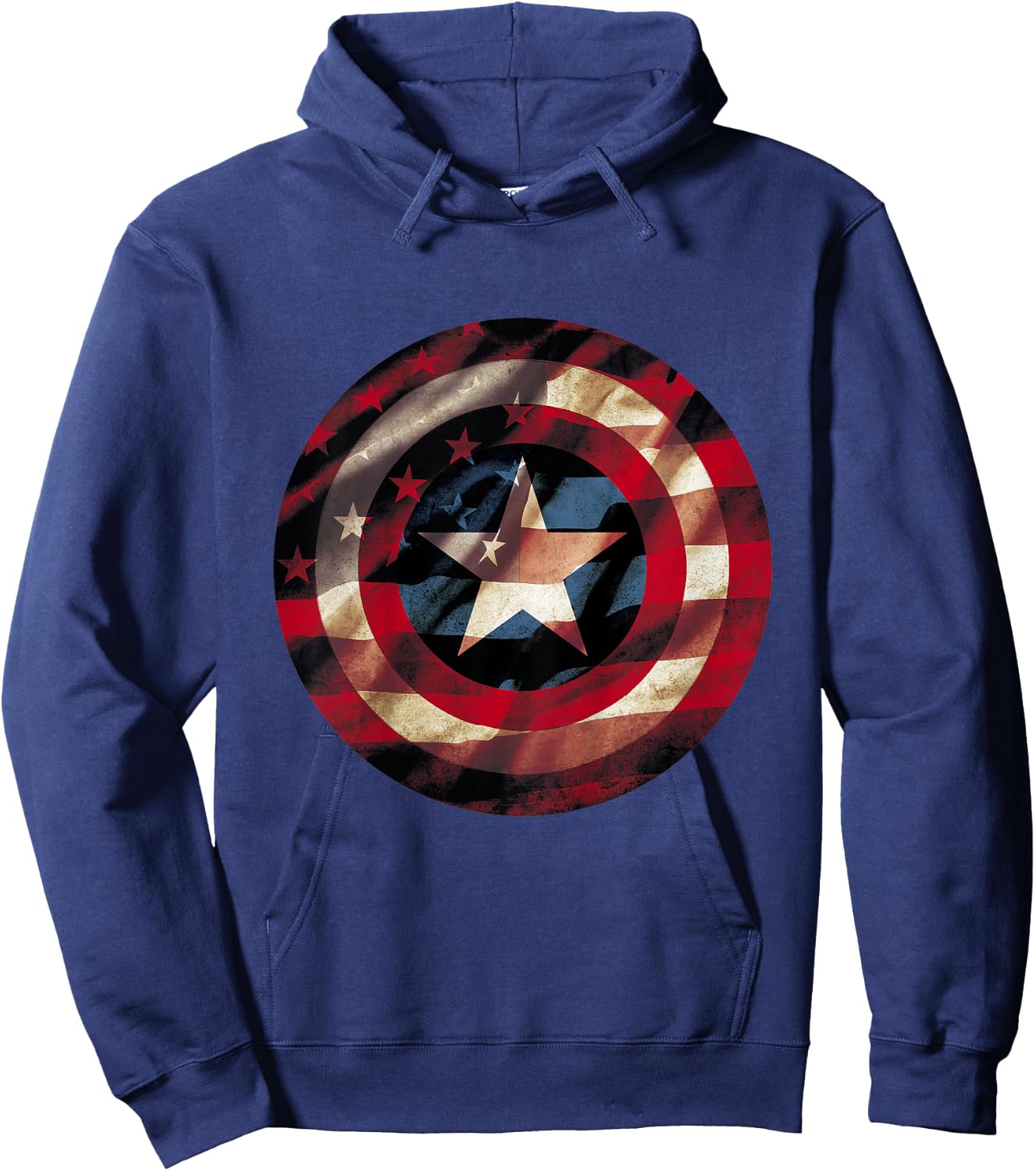 Kids Marvel Captain America Shield Flag Kids Graphic Hoodie - Hoodie | Navy