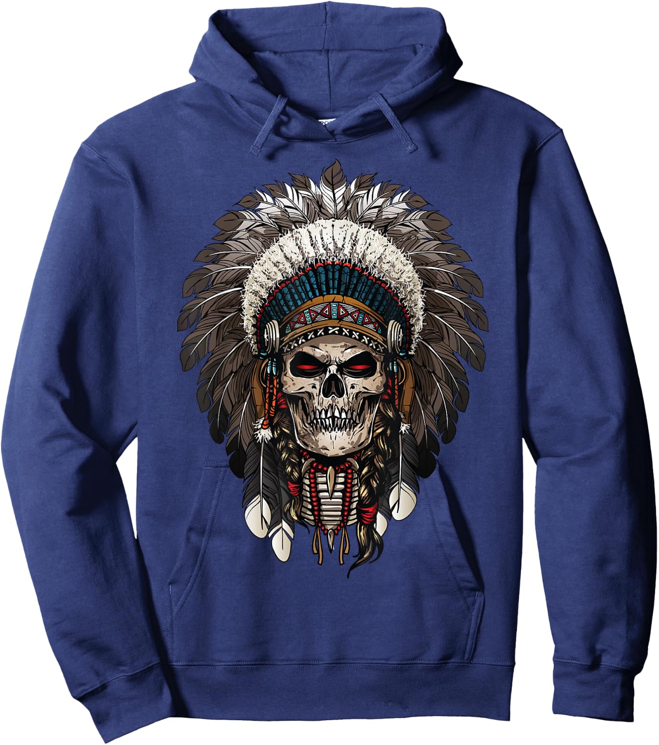 skull Chief Indian Tribal Headdre gifts for lover Indigenous Hoodie - Hoodie | Navy