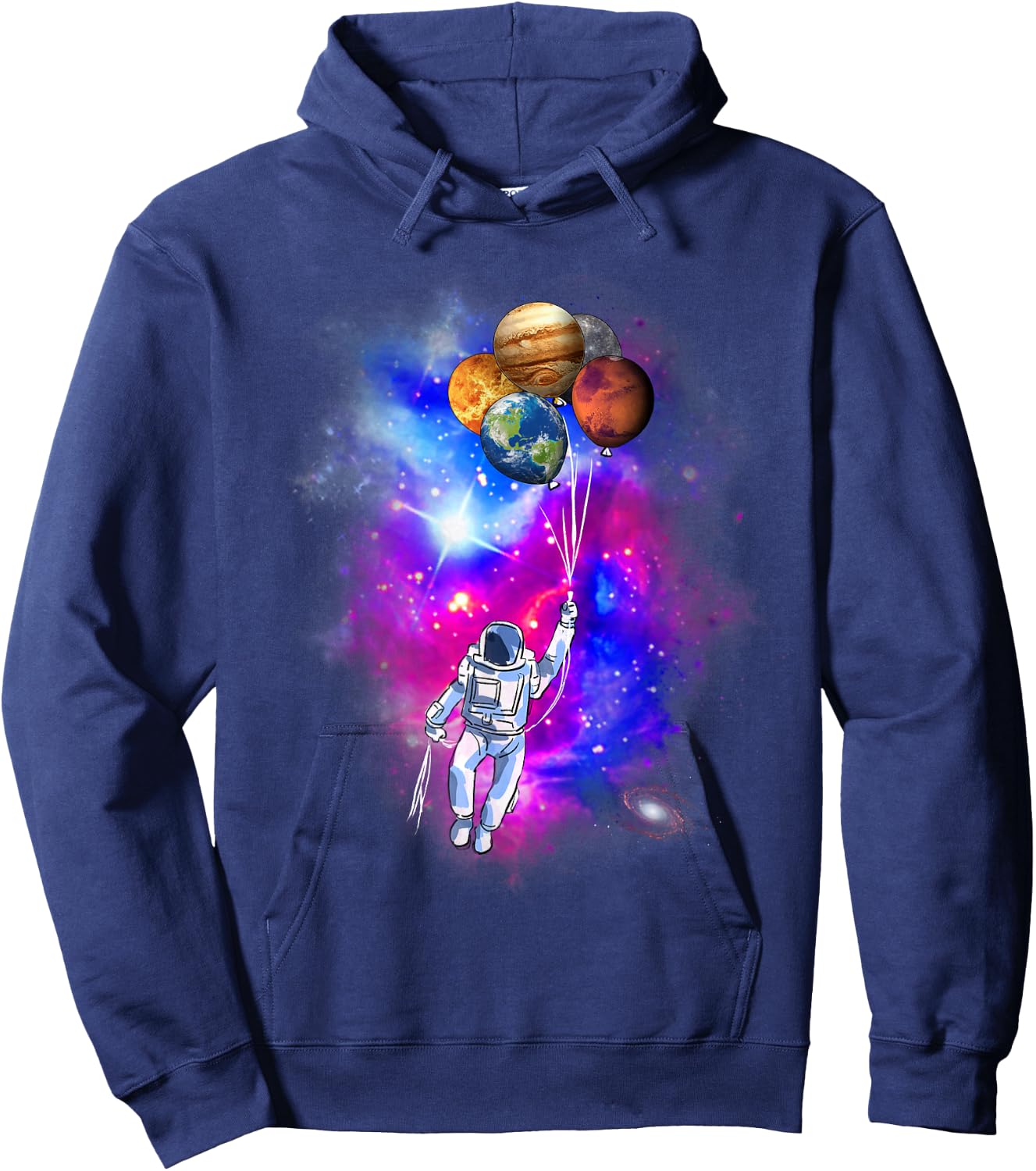 Spaceman's Trip - Astronaut Planet Balloon Outer Space Hoodie - Hoodie | Navy