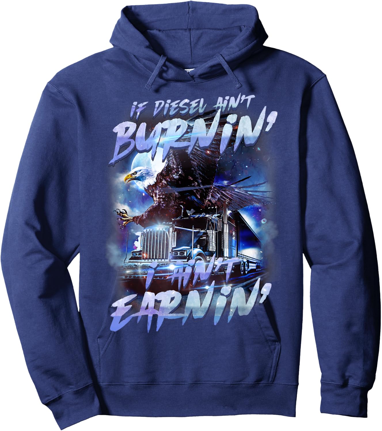 Truck Driver Design Dad Big Rig Semi-Trailer Truckin Hoodie - Hoodie | Navy