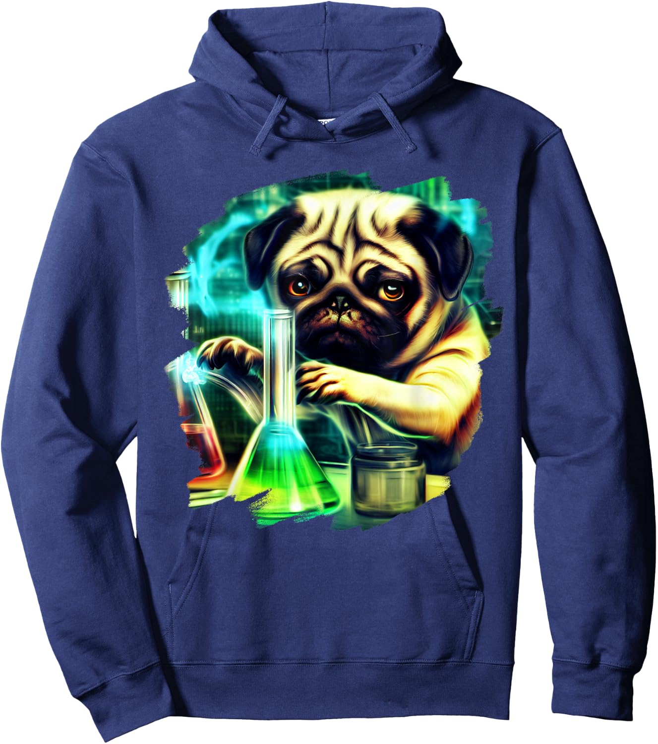 Pug Mad Scientist Dog Mixing Chemicals Chemistry Science Hoodie - Hoodie | Navy