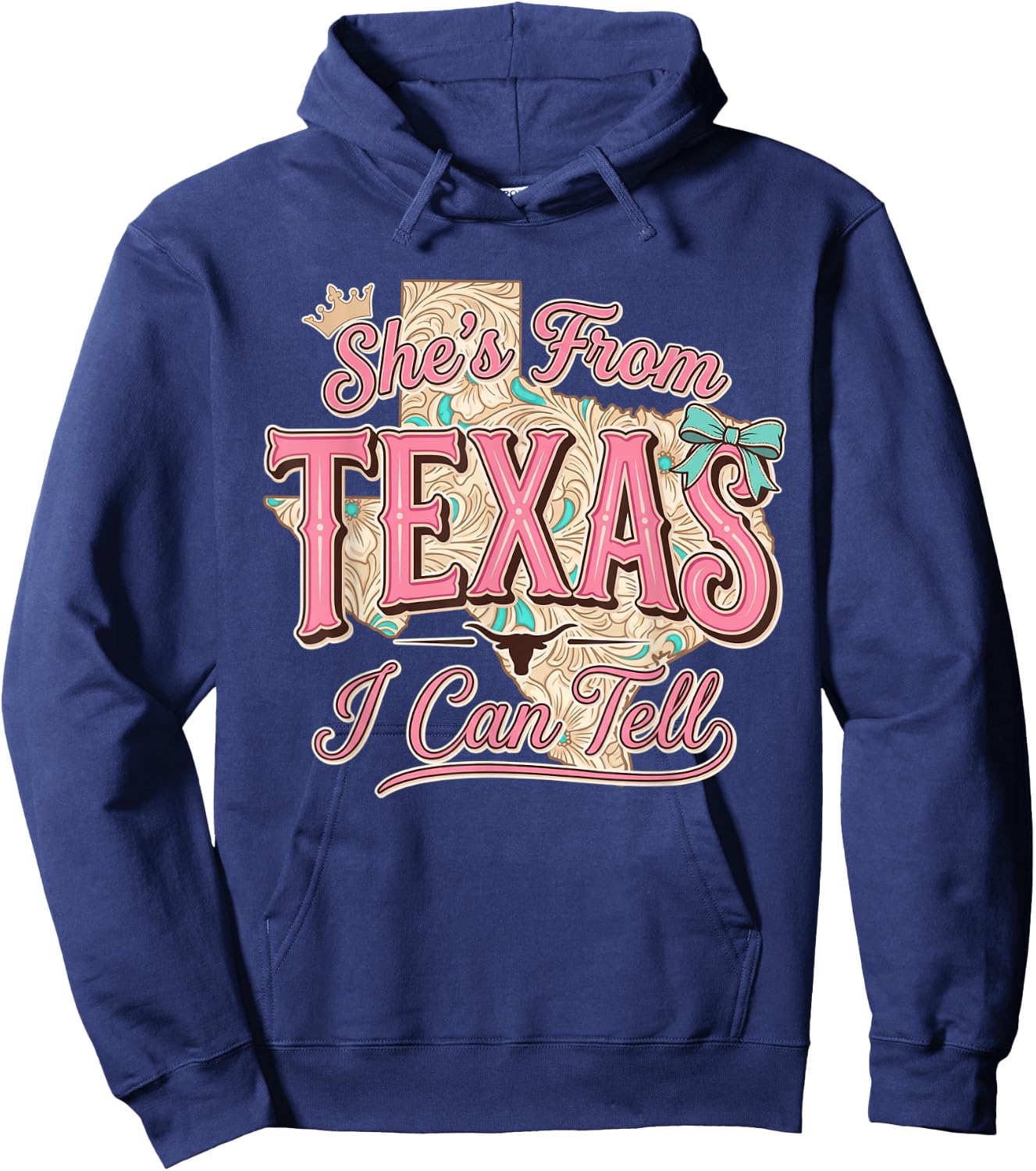 Shes from Texas I Can Tell Pride State Cowgirl Women Girl Hoodie - Hoodie | Navy
