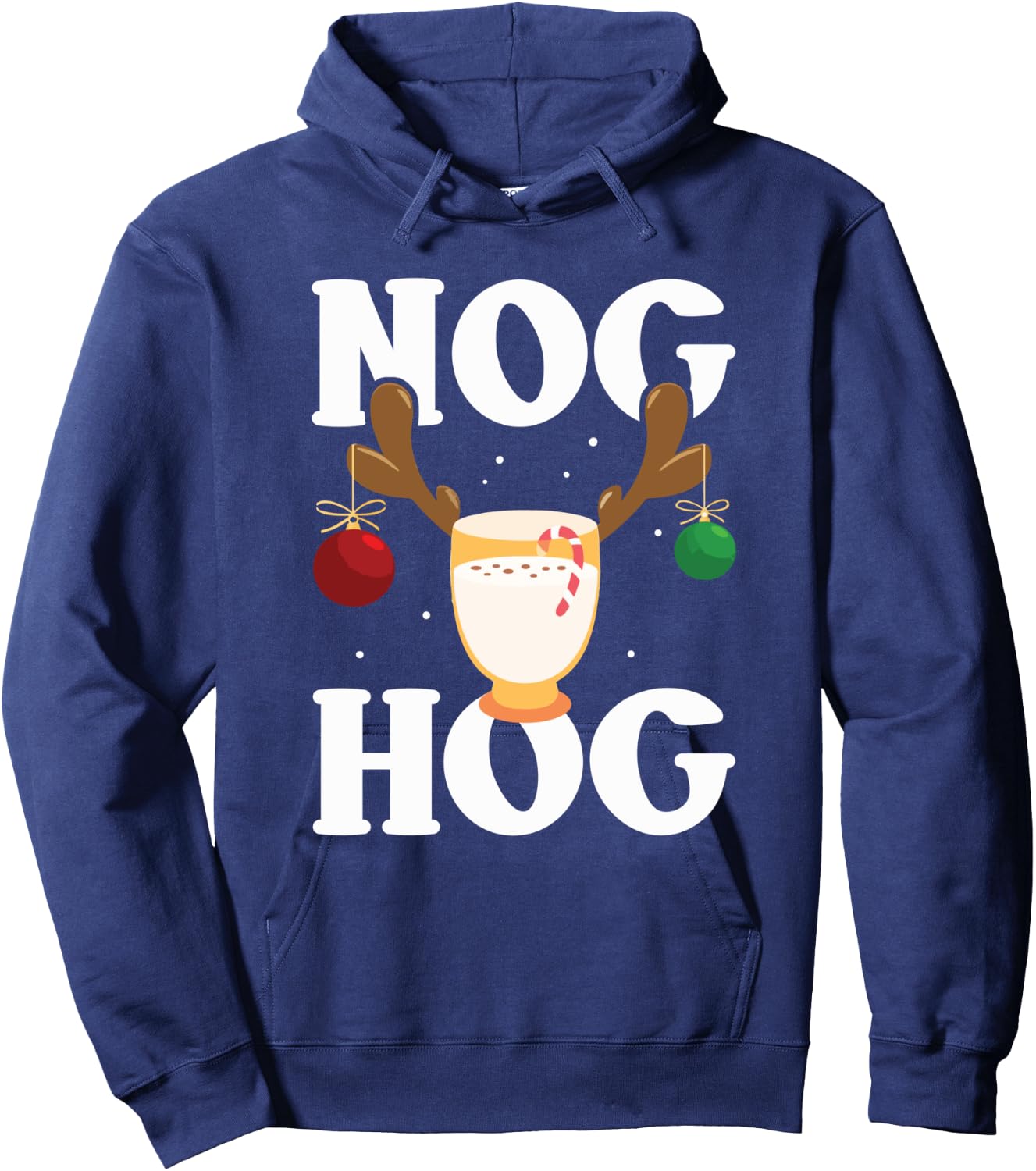 Nog Hog - National Eggnog Day - Egg Nog Christmas Holiday Hoodie - Hoodie | Navy