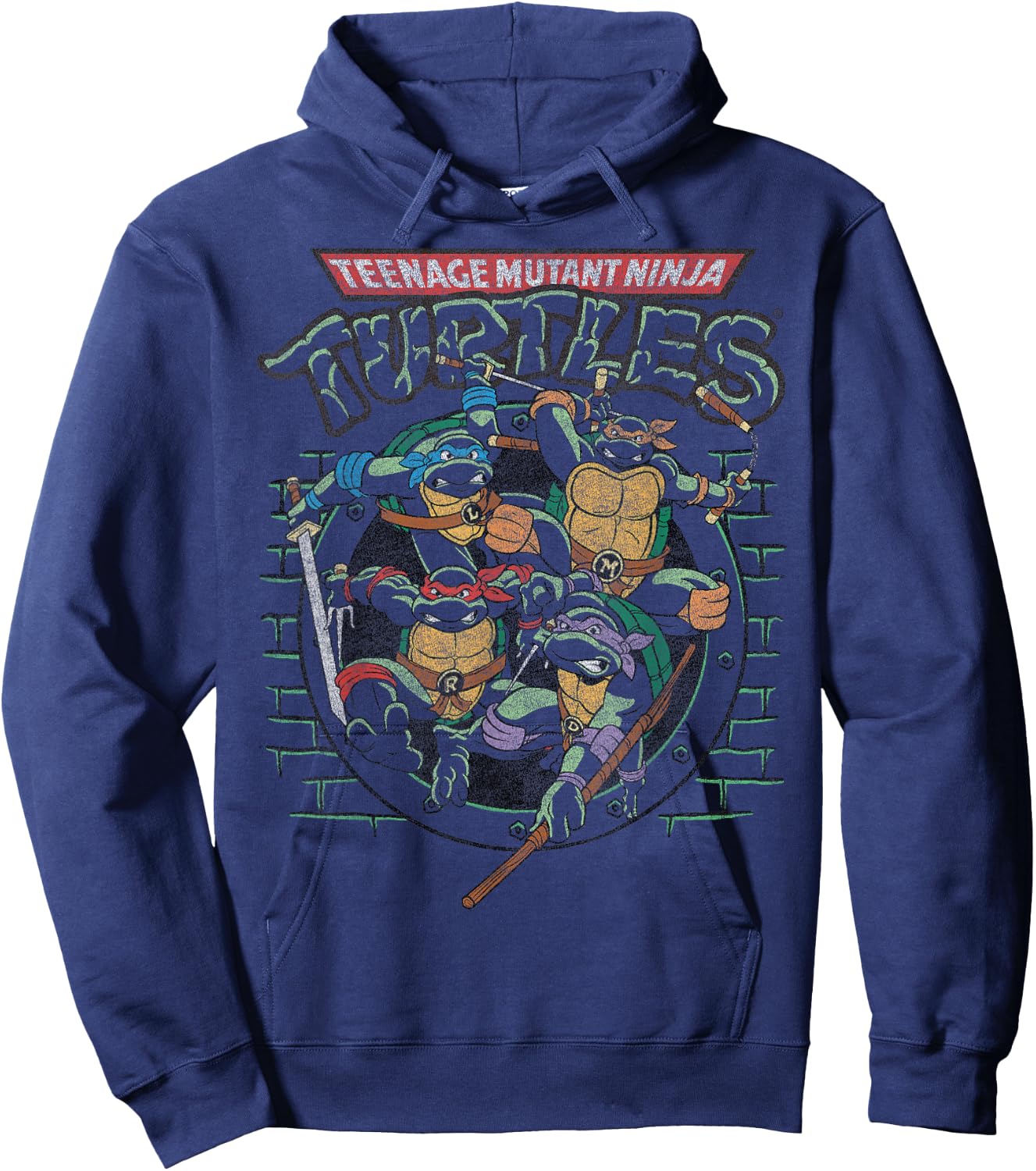 TMNT Ninja Turtles Action Shot All Characters Hoodie - Hoodie | Navy