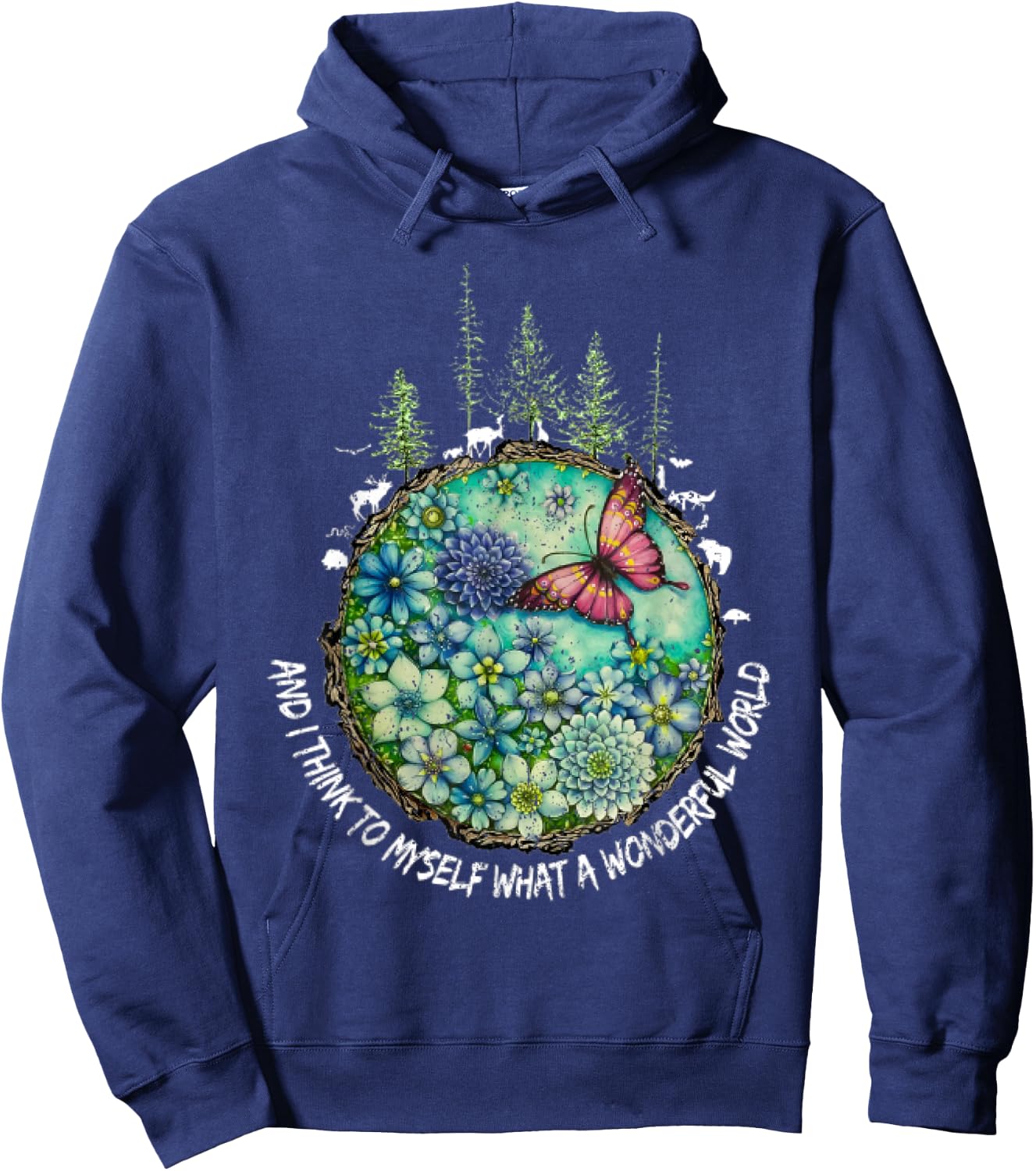 and I Think to Myself What A Wonderful World Hippie Peace Hoodie - Hoodie | Navy