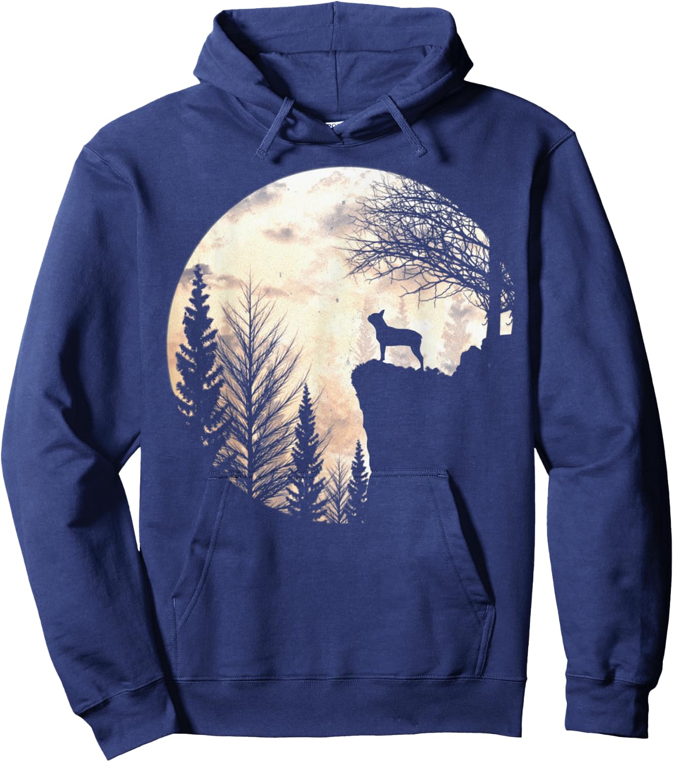 Funny Boston Terrier Dog Scary And Moon Halloween Costume Women Hoodie - Hoodie | Navy