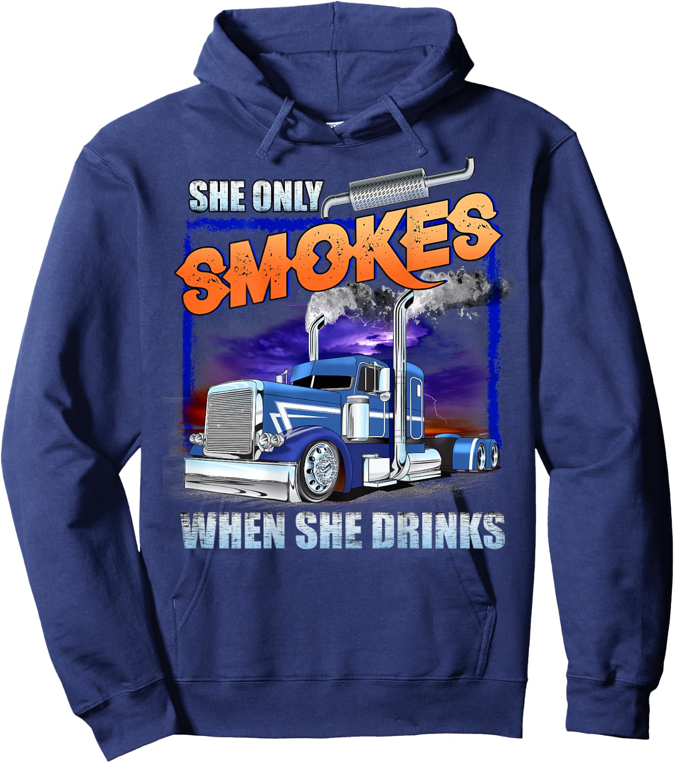 She Only Smokes When She Drinks Hoodie - Hoodie | Navy