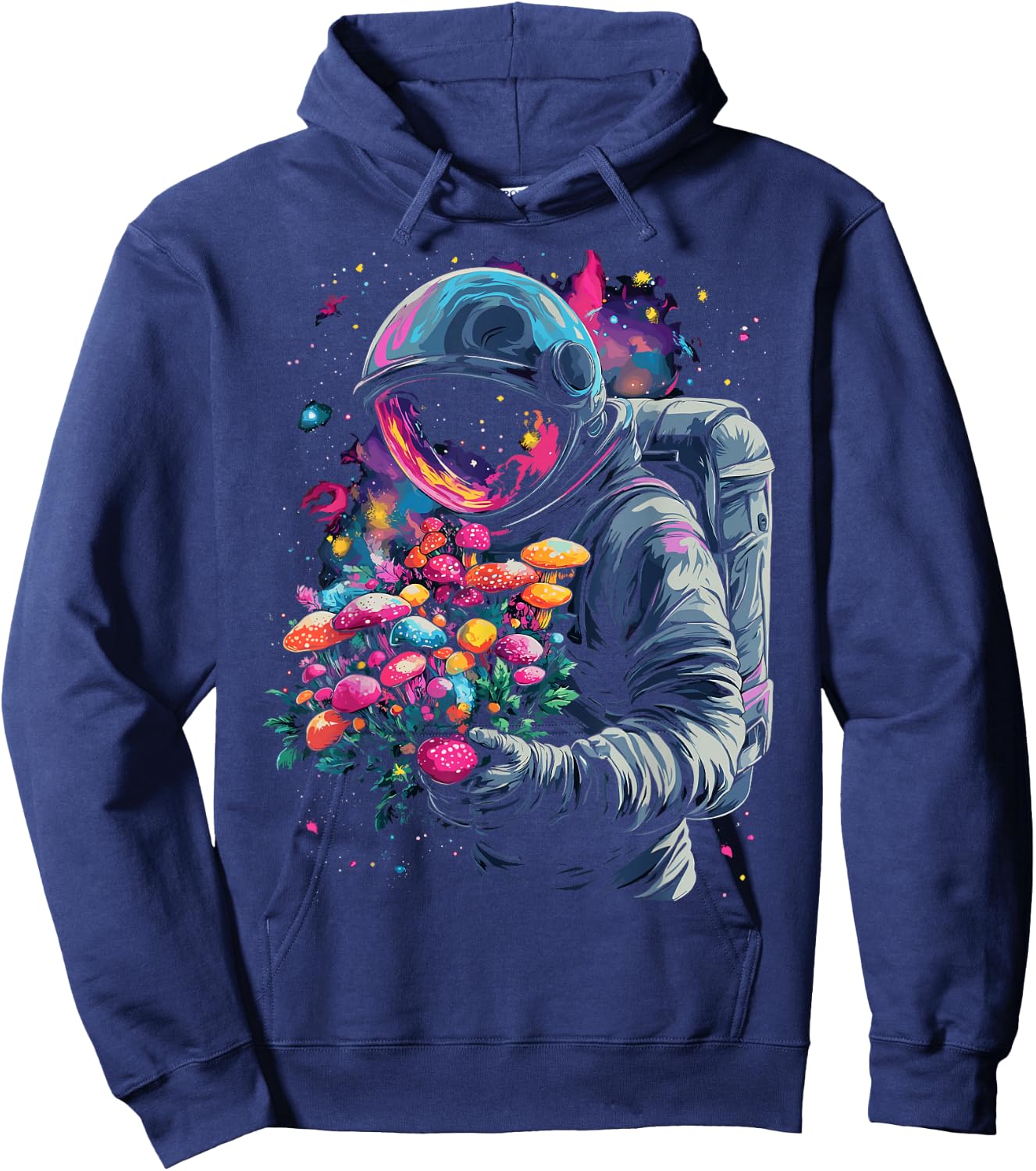 Trippy EDM Mushroom Astronaut Psychedelic Hoodie - Hoodie | Navy