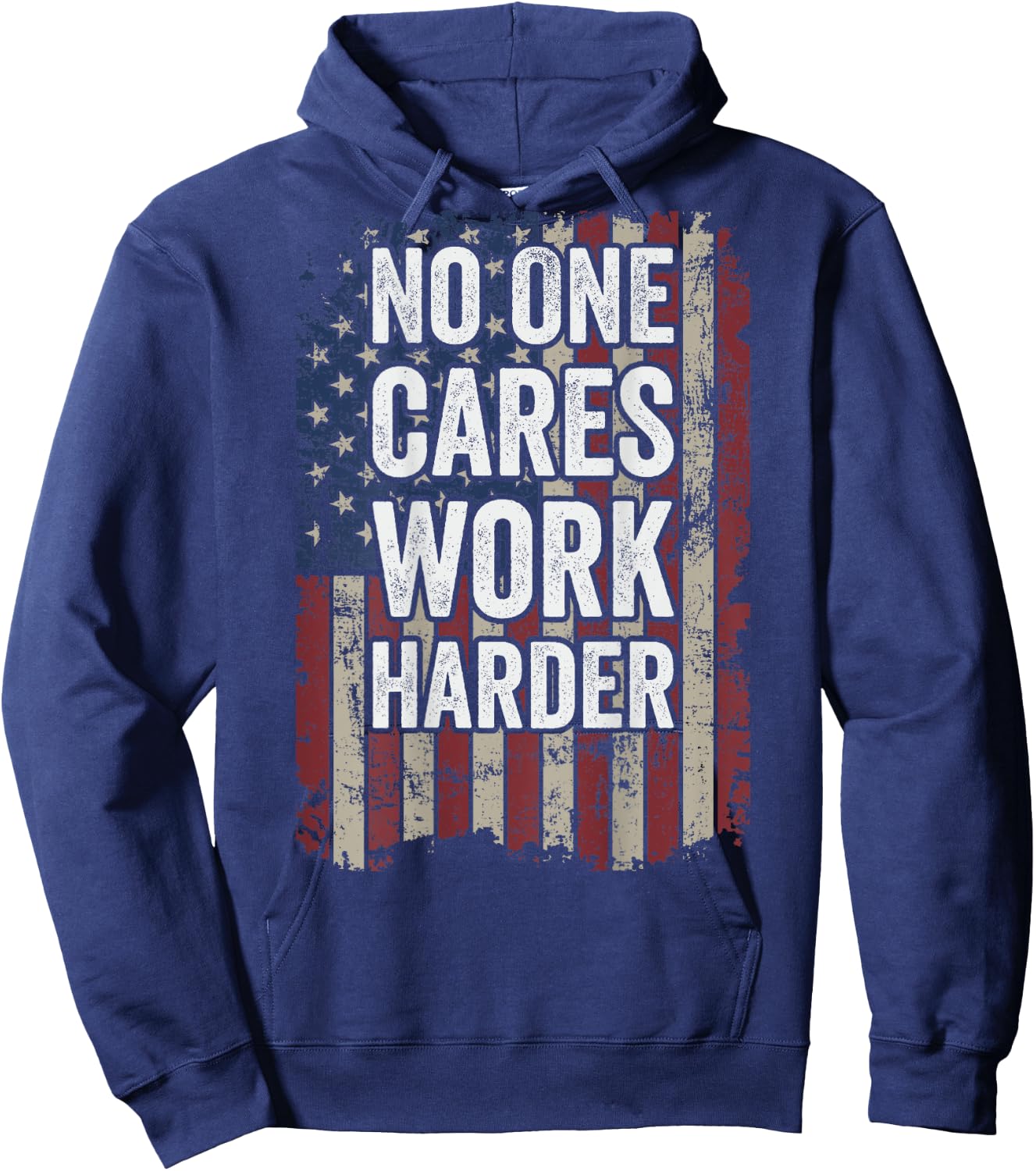 No One Cares Work Harder Gym Motivational Workout - ON BACK Hoodie - Hoodie | Navy