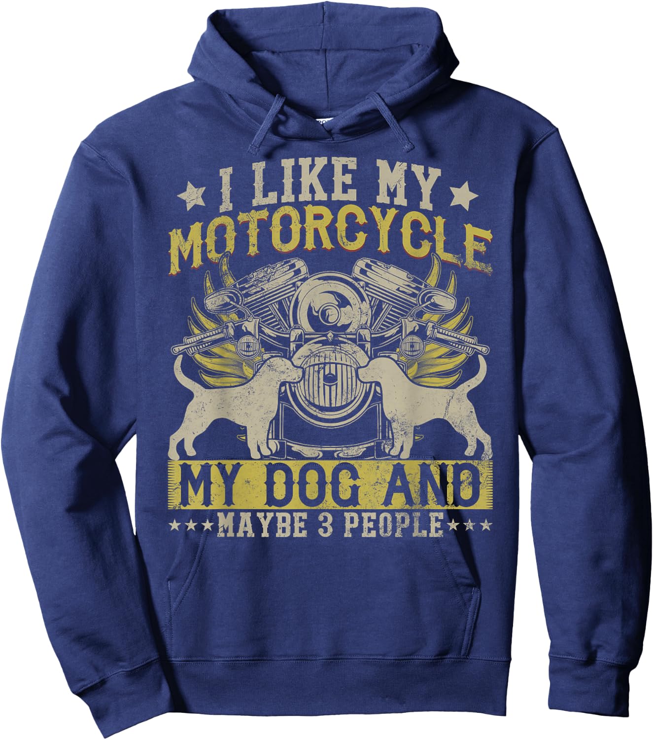 Funny Biker I like My Motorcycle, Dog & Maybe 3 People Women Girls Kids Hoodie - Hoodie | Navy