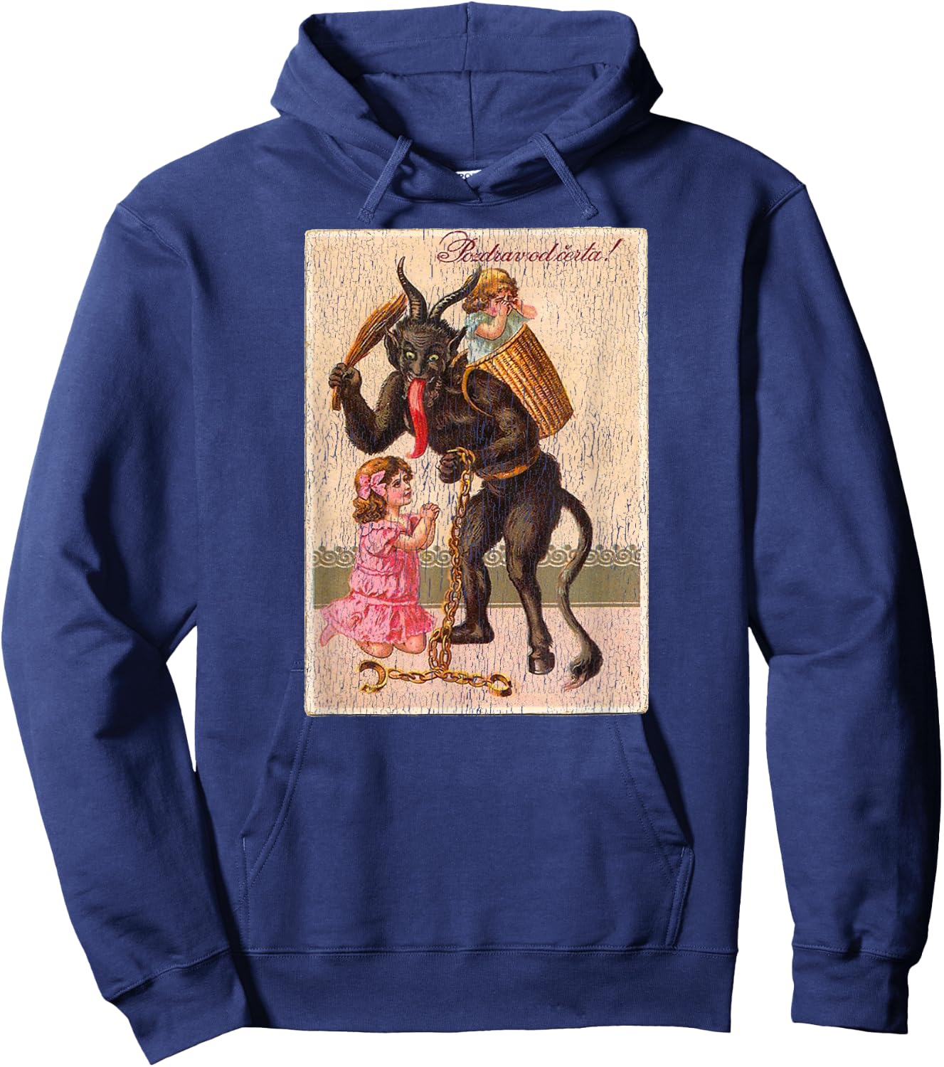 Horror Krampus Christmas Vintage Art Creepy Evil Santa Fun Hoodie - Hoodie | Navy