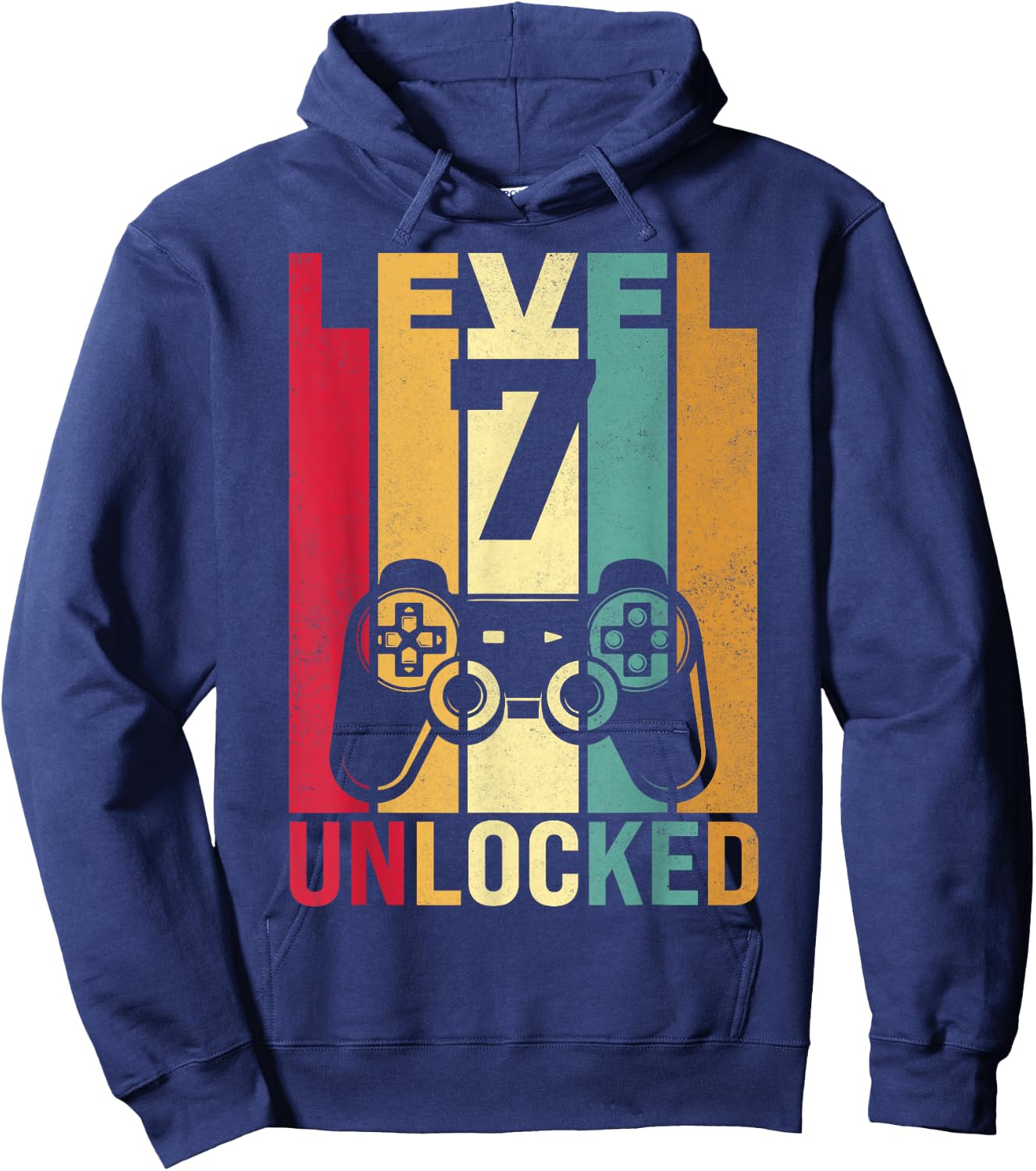 Seven 7yr 7 Birthday Boy Son Funny Gamer 7th Years Old Hoodie - Hoodie | Navy
