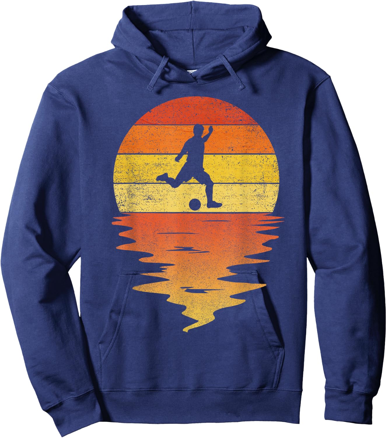 Soccer Football shirt retro sunset 70s vintage Soccer Hoodie - Hoodie | Navy