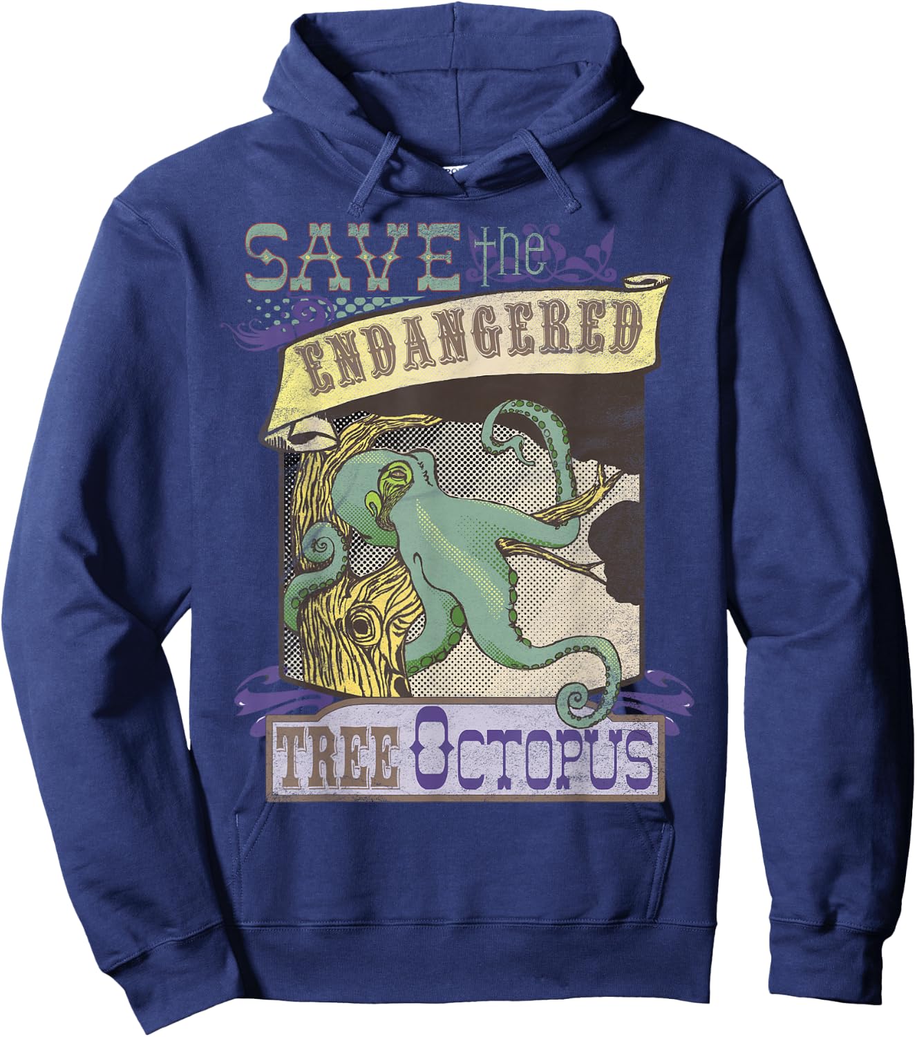 Tree Octopus Retro Women Men Youth Hoodie - Hoodie | Navy