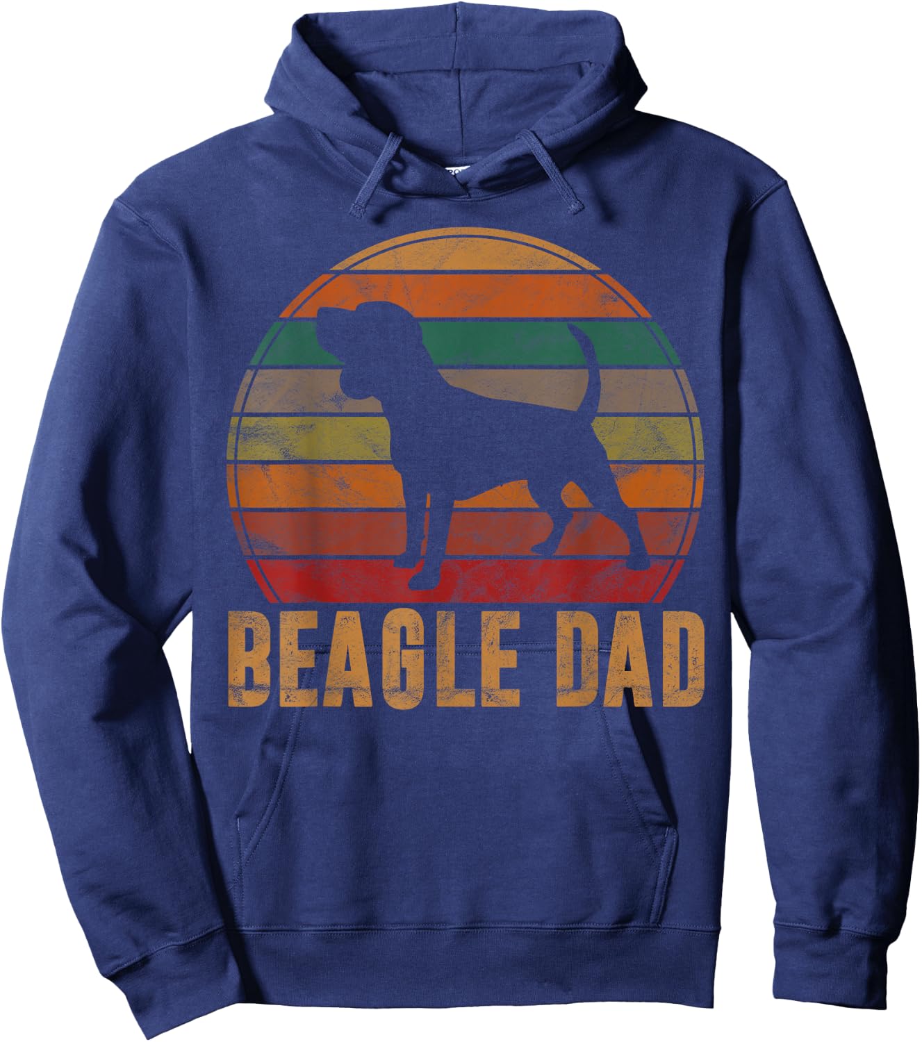 Retro Beagle Dad Gift Dog Owner Pet Tricolor Beagle Father Hoodie - Hoodie | Navy