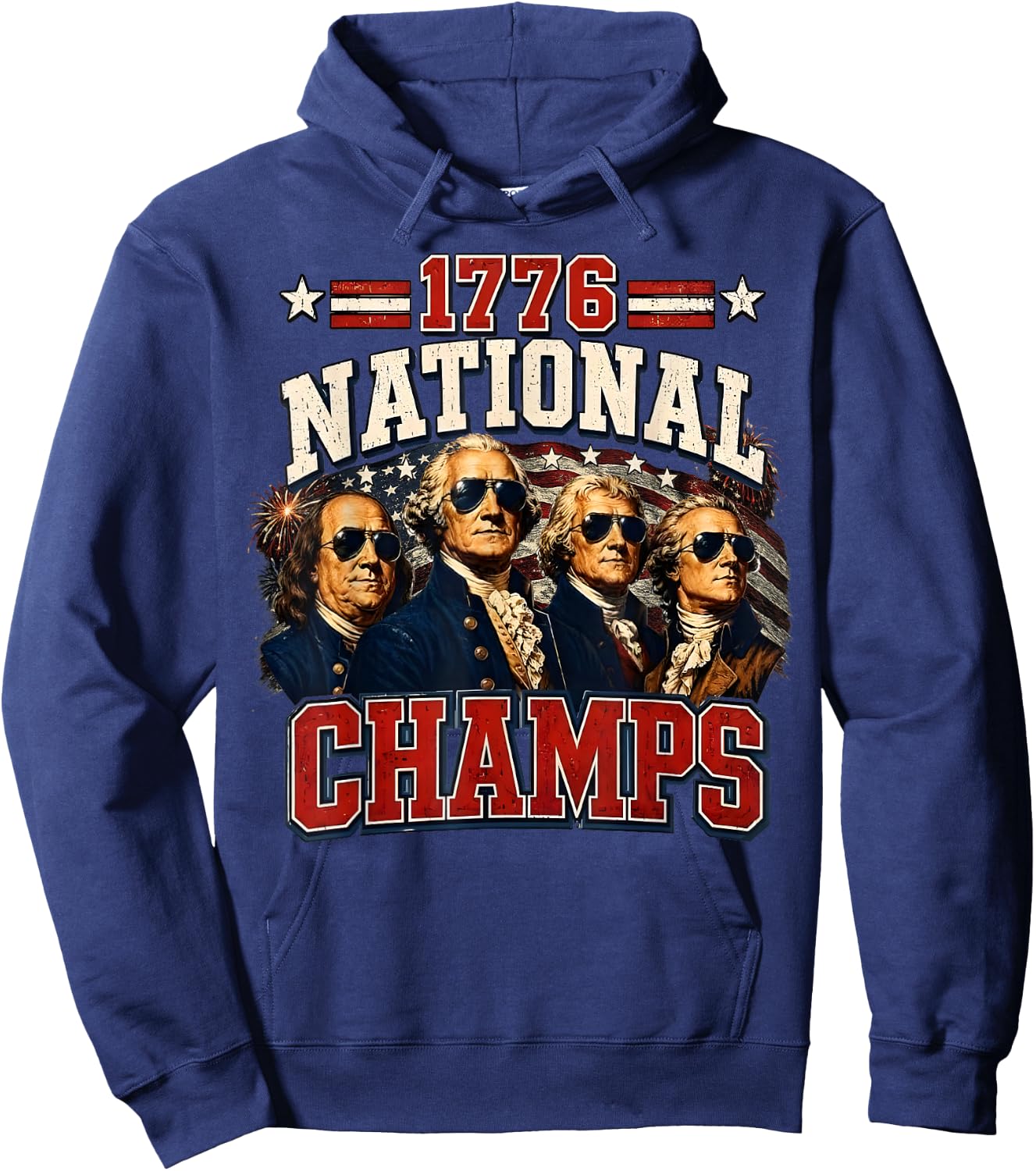 1776 National Champs Funny Patriotic America Founding Father Hoodie - Hoodie | Navy