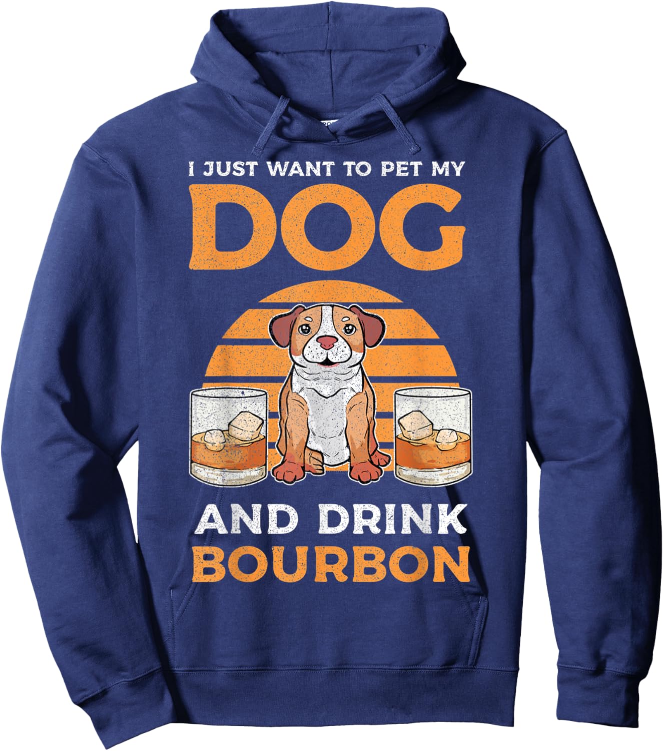 I Just Want To Pet My Dog And Drink Bourbon Pitbull Lover Women Hoodie - Hoodie | Navy