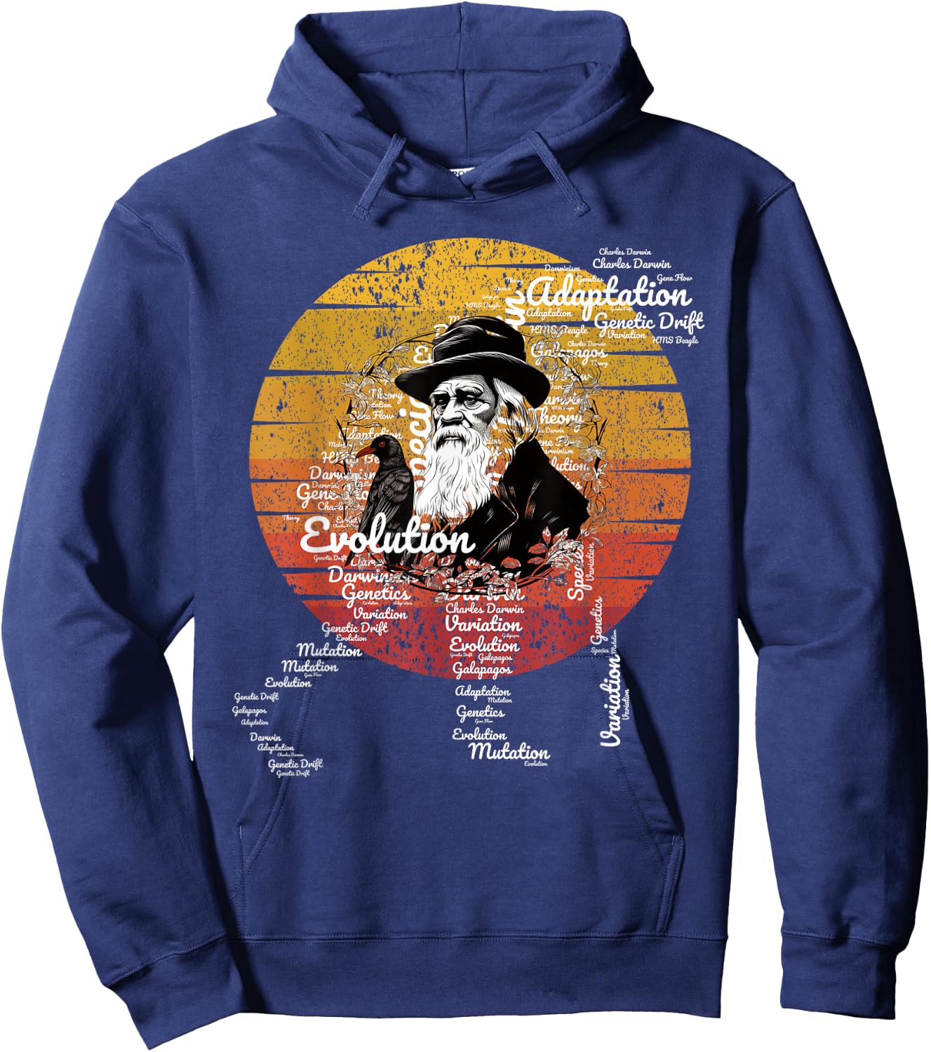 Charles Darwin Theory of Evolution funny Hoodie - Hoodie | Navy