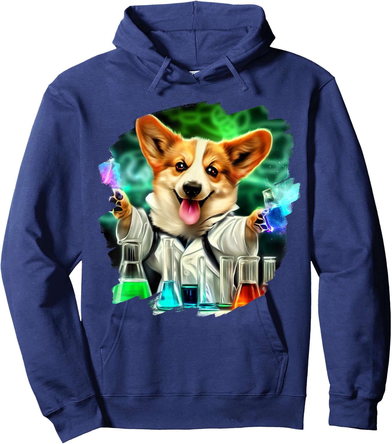 Corgi Mad Scientist Dog Mixing Chemicals Chemistry Science Hoodie - Hoodie | Navy