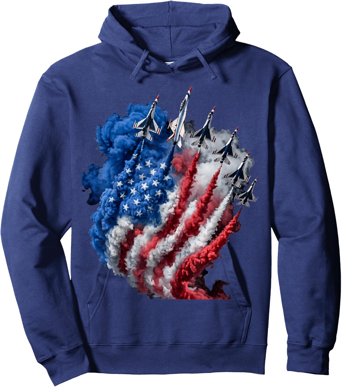 Fighter Jet American Flag 4th of July Patriotic Men Women Hoodie - Hoodie | Navy