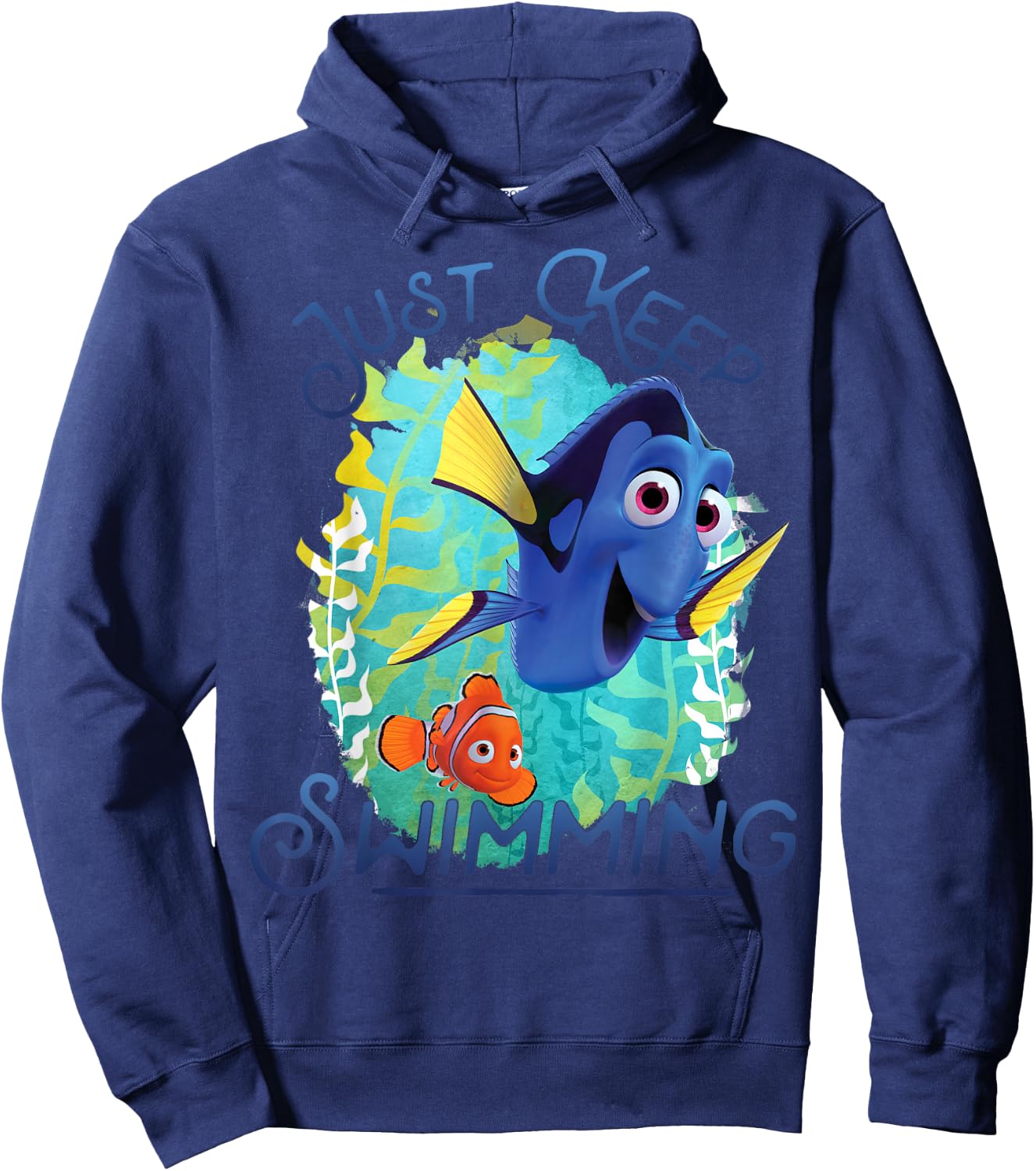 Disney Pixar Finding Dory Just Keep Swimming Ocean Logo Hoodie - Hoodie | Navy