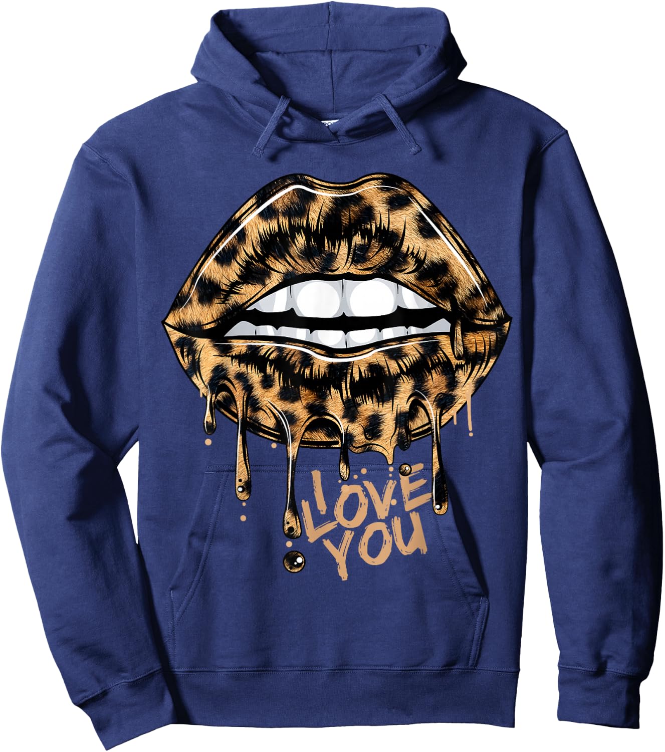 Sexy Lips Leopard Tongue Animal Print Leopard Print 2021 Hoodie - Hoodie | Navy