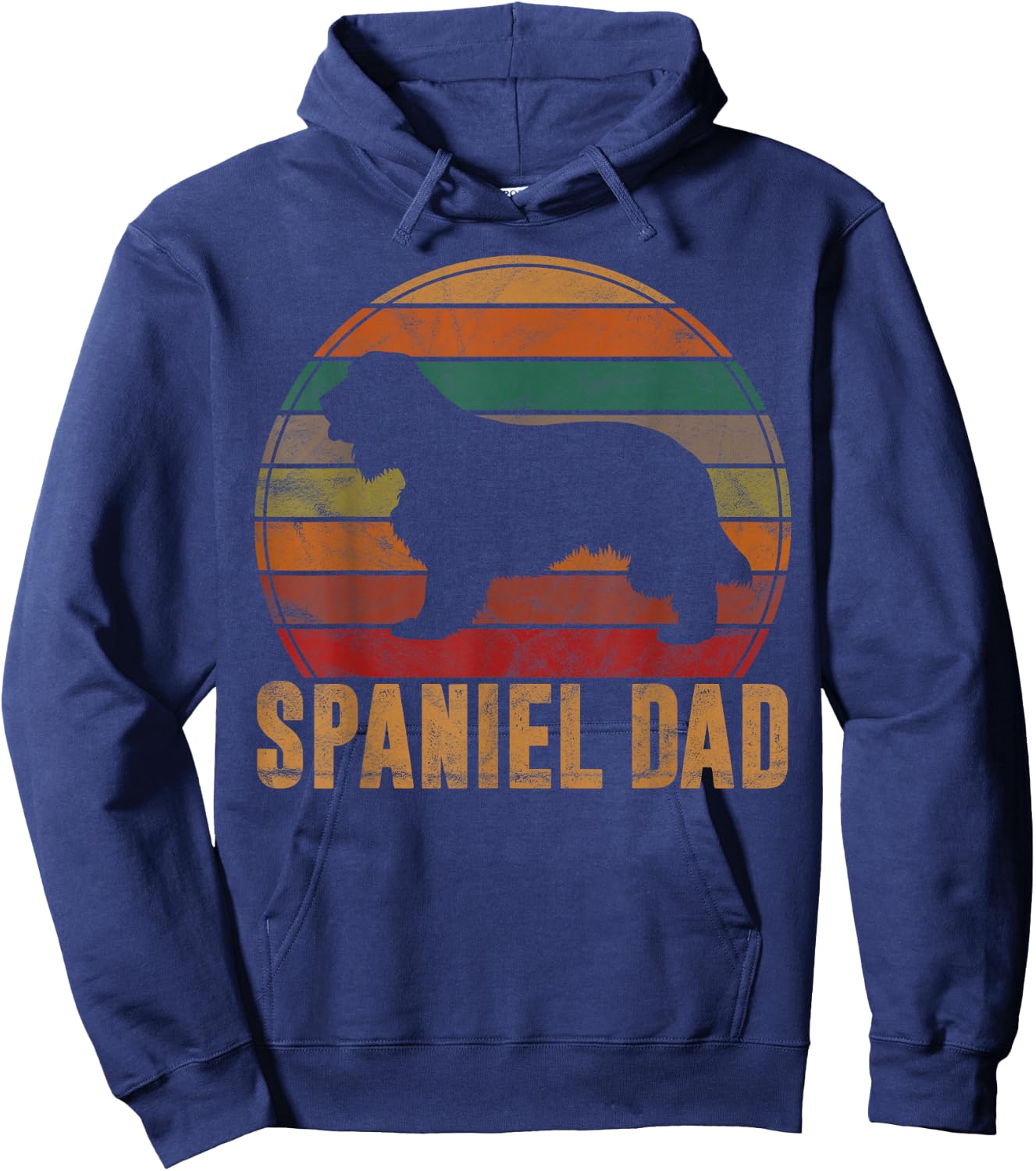 Retro Spaniel Dad Gift Dog Owner Pet English Cocker Father Hoodie - Hoodie | Navy