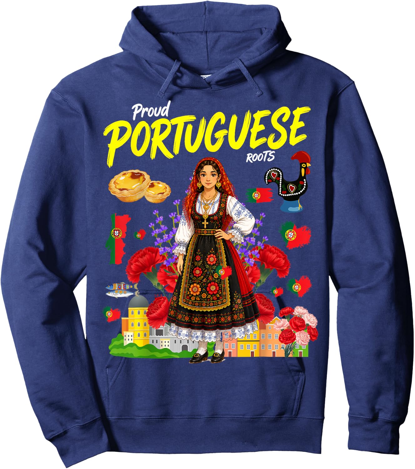Portuguese Roots Idea for Girls Portuguesa Portugal Flag Hoodie - Hoodie | Navy