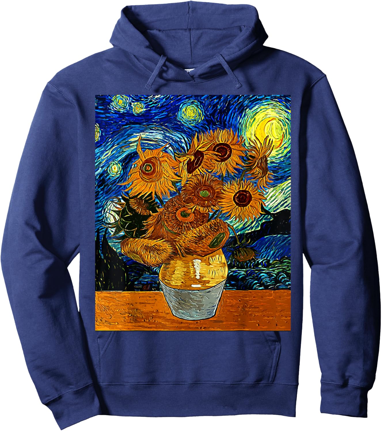 Vincent van Gogh Starry Night Sunflower Art Famous Painting Hoodie - Hoodie | Navy