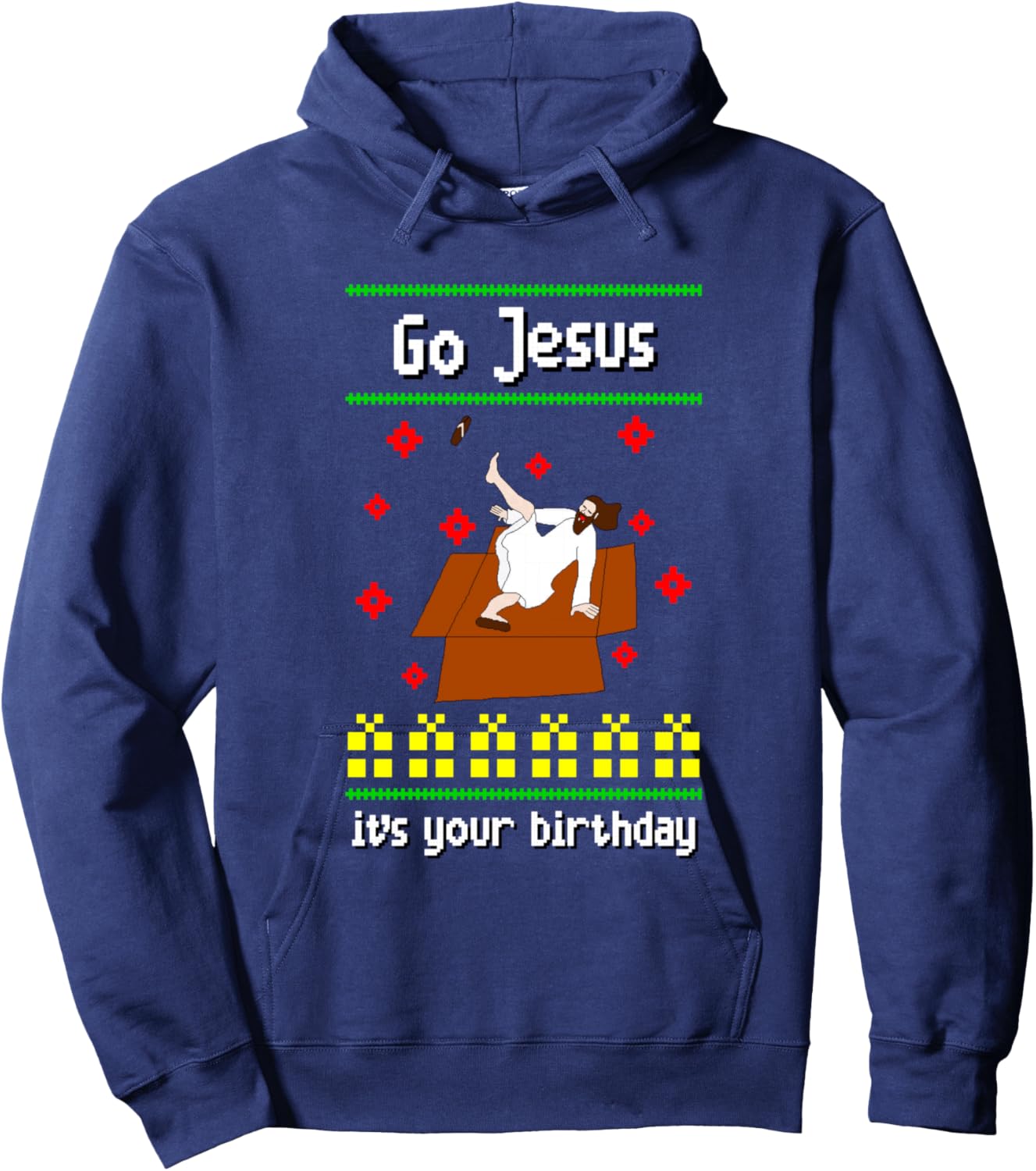 Go Jesus It´s your Birthday Ugly Christmas Breakdance Hoodie - Hoodie | Navy