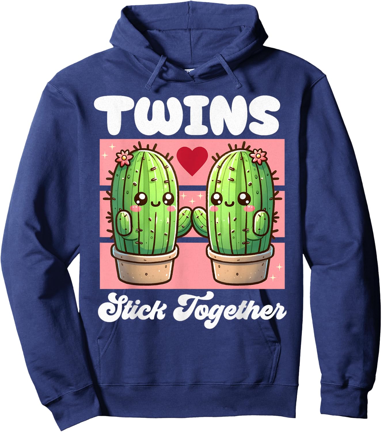 Matching Twin Cactus Twin Girls Tweens Twinning Succulent Hoodie - Hoodie | Navy