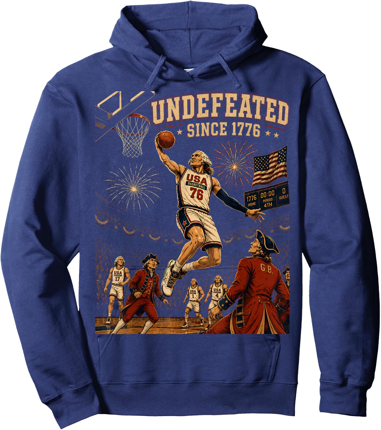 Undefeated Since 1776 America 4th of July Men Women Apparel Hoodie - Hoodie | Navy