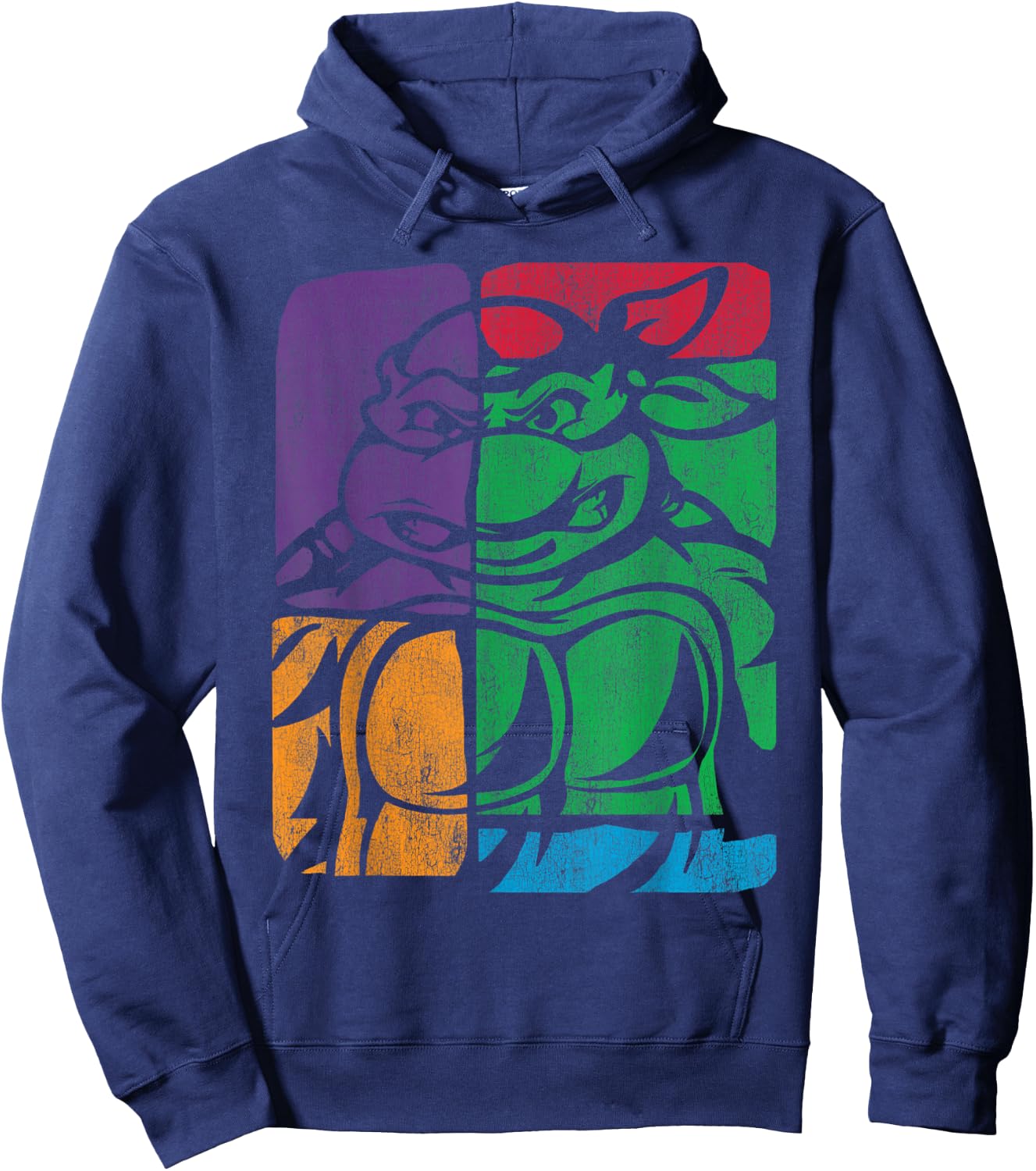 Retro TMNT Turtle Color Collage Hoodie - Hoodie | Navy