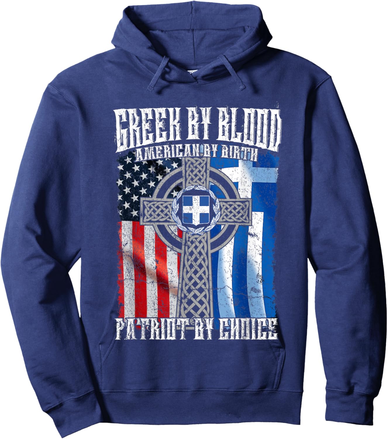 Greek by Blood American by Birth Patriot by Choice Flag Hoodie - Hoodie | Navy