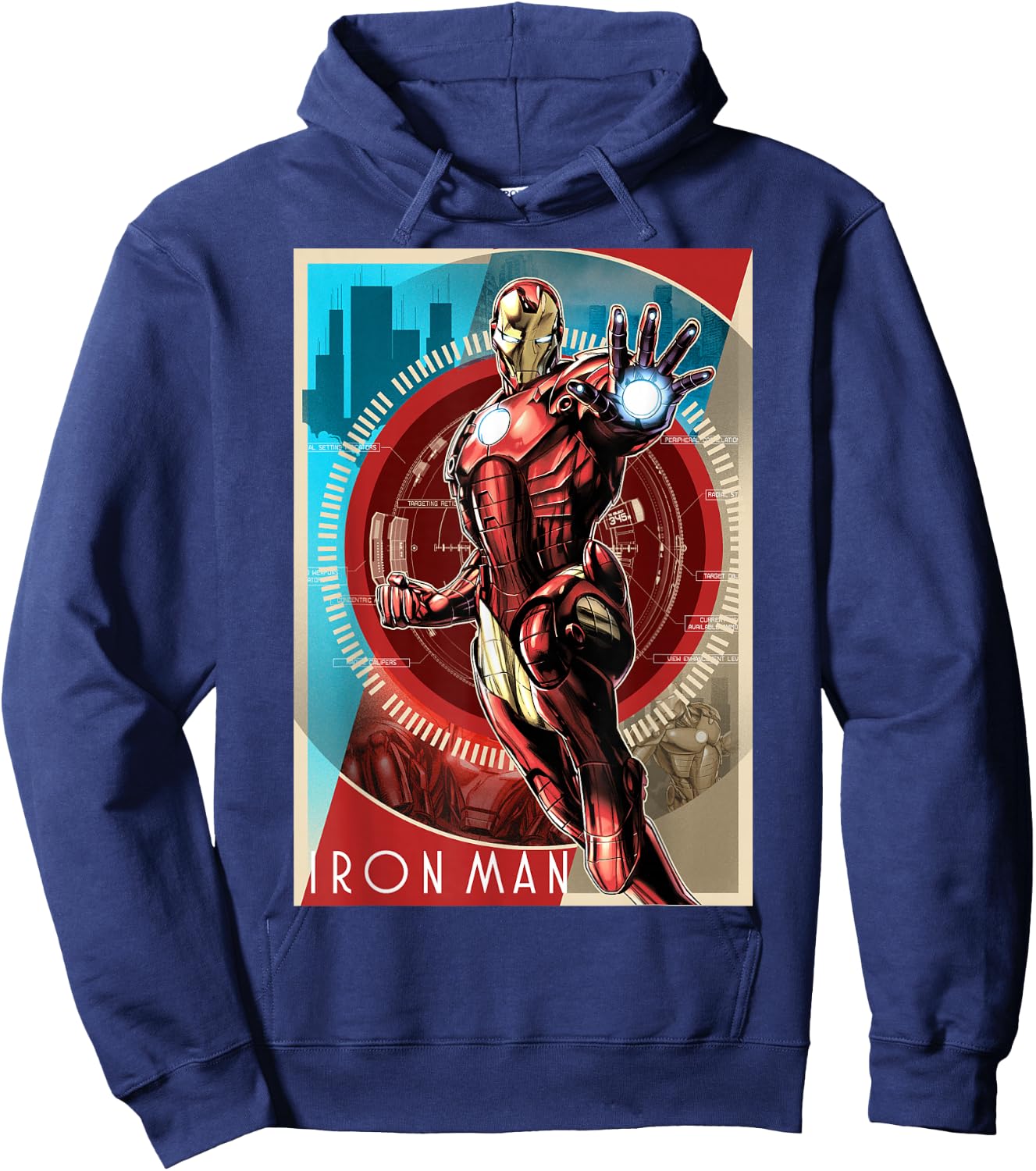 Marvel Iron Man Vintage Tech Poster Small Hoodie - Hoodie | Navy