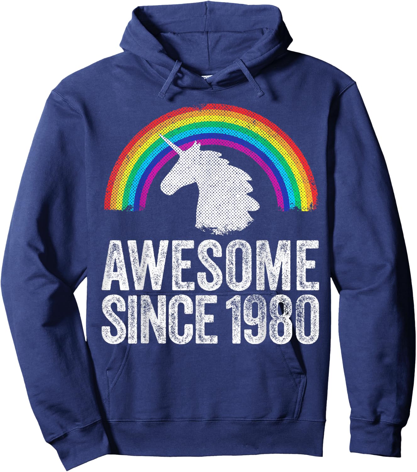 1980 43rd Birthday Gift Unicorn Rainbow 43 Years Old Women Hoodie - Hoodie | Navy