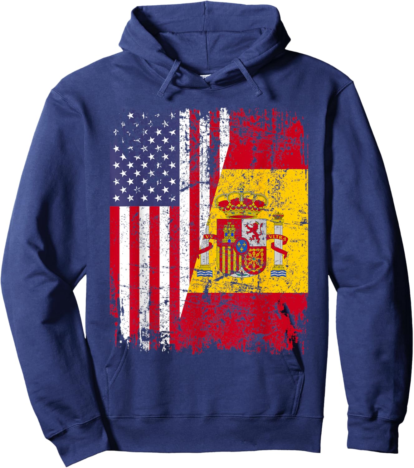 Spanish Roots | Half American Flag | USA Spain Flag Hoodie - Hoodie | Navy