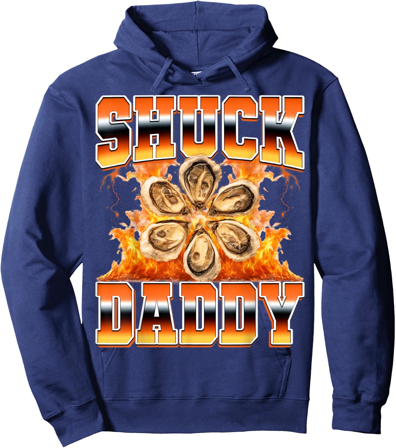 Shuck Daddy Oyster Shucking Seafood Lover 90s Bootleg Style Hoodie - Hoodie | Navy
